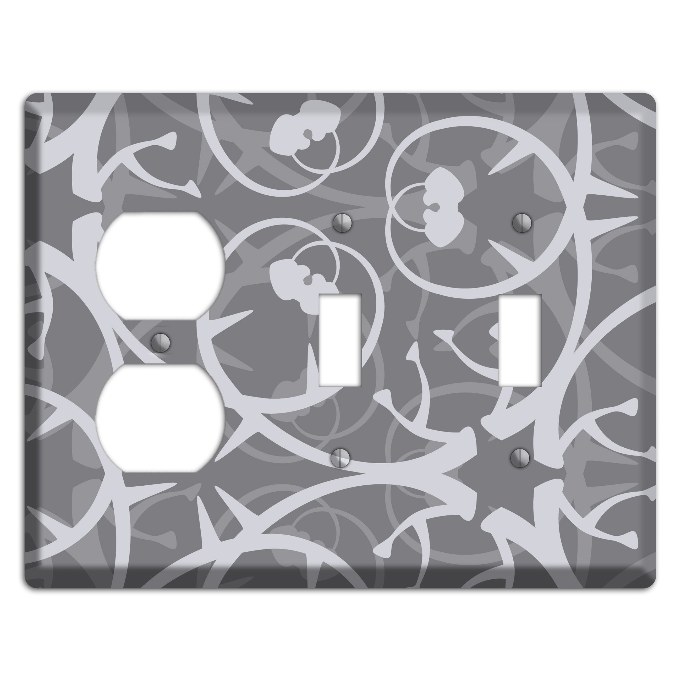 Grey Abstract Swirl Duplex / 2 Toggle Wallplate