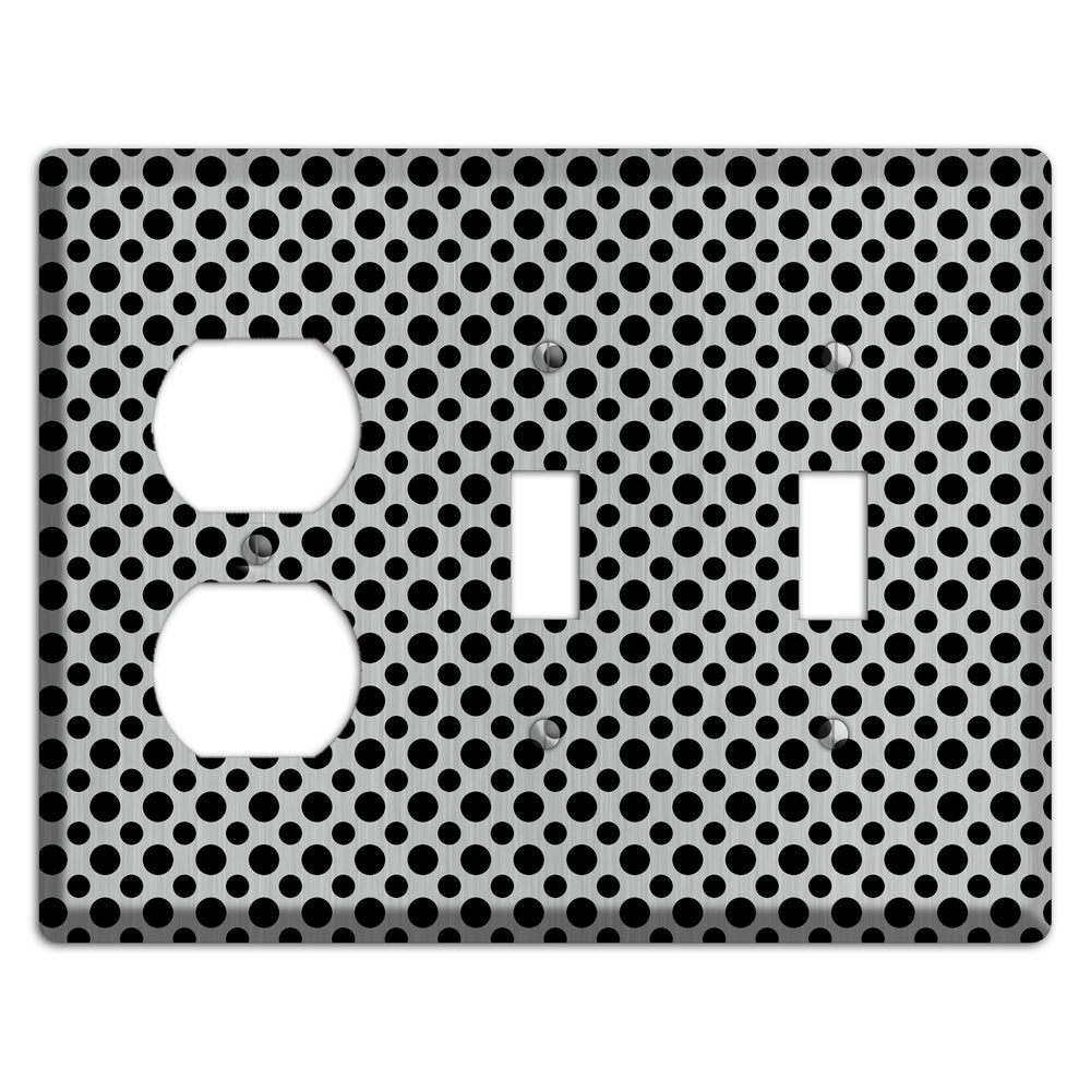Multi Small Polka Dots Stainless Steel Duplex / 2 Toggle Wallplate