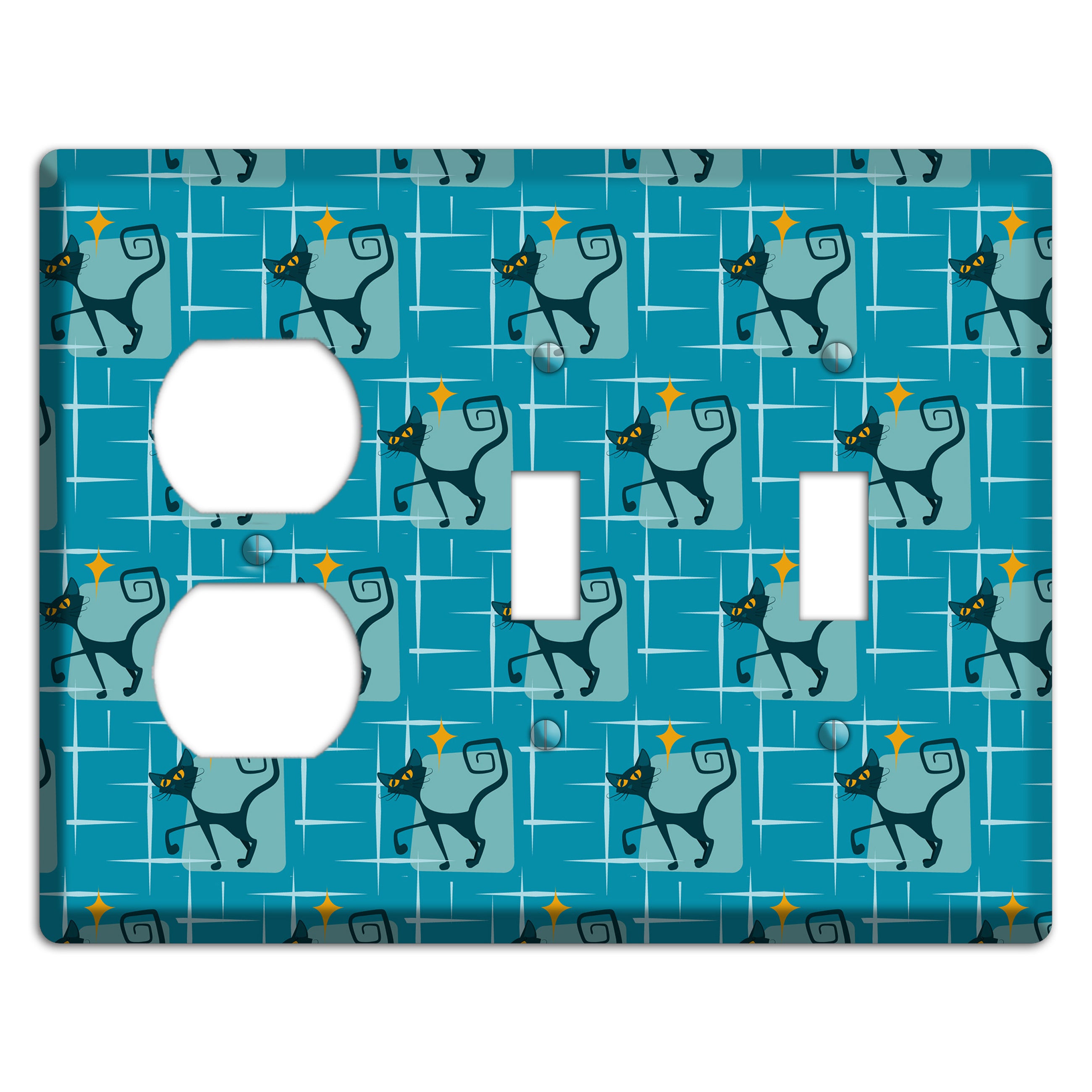 Teal Kitties Duplex / 2 Toggle Wallplate
