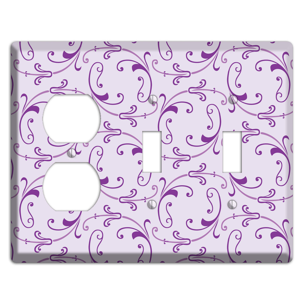 Lilac Victorian Sprig Duplex / 2 Toggle Wallplate