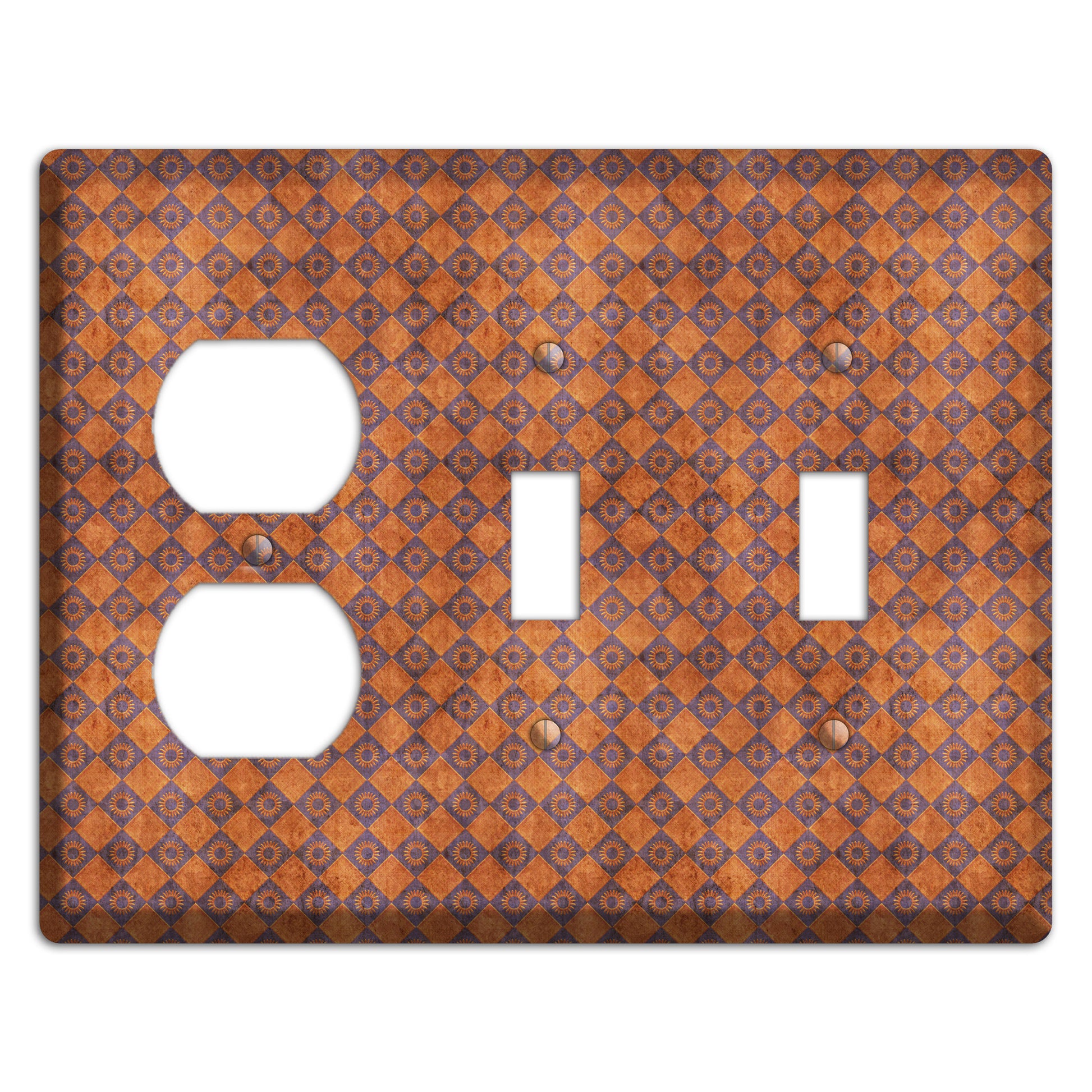 Red Diamond Circles 2 Duplex / 2 Toggle Wallplate