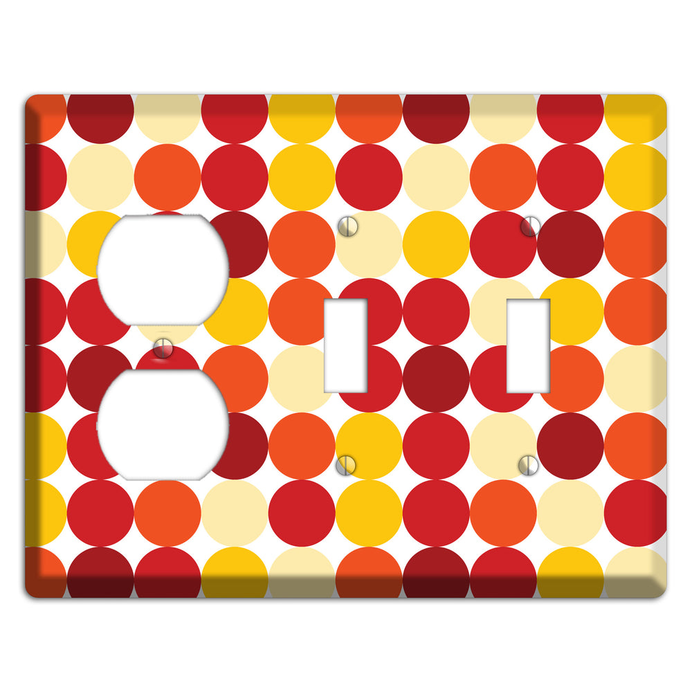 Multi Red and Beige Dots Duplex / 2 Toggle Wallplate