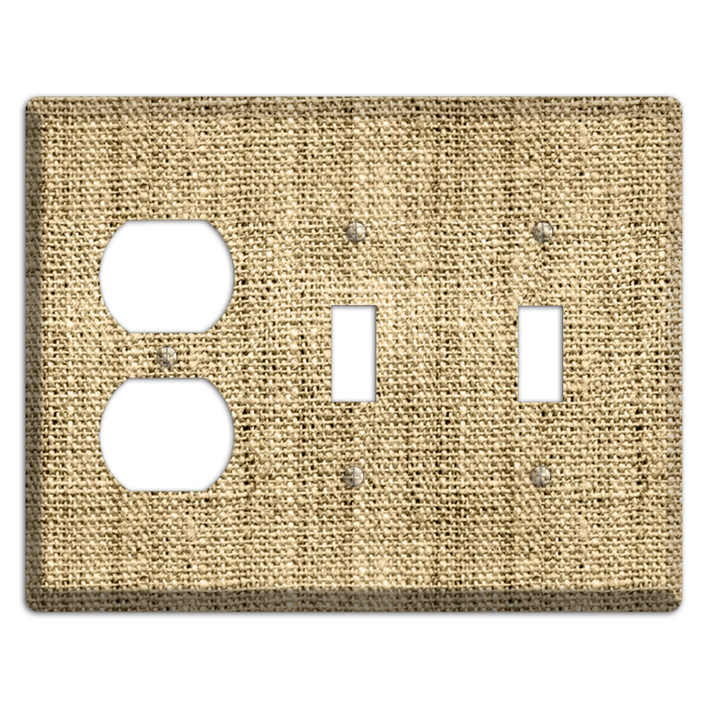 Indian Khaki Burlap Duplex / 2 Toggle Wallplate
