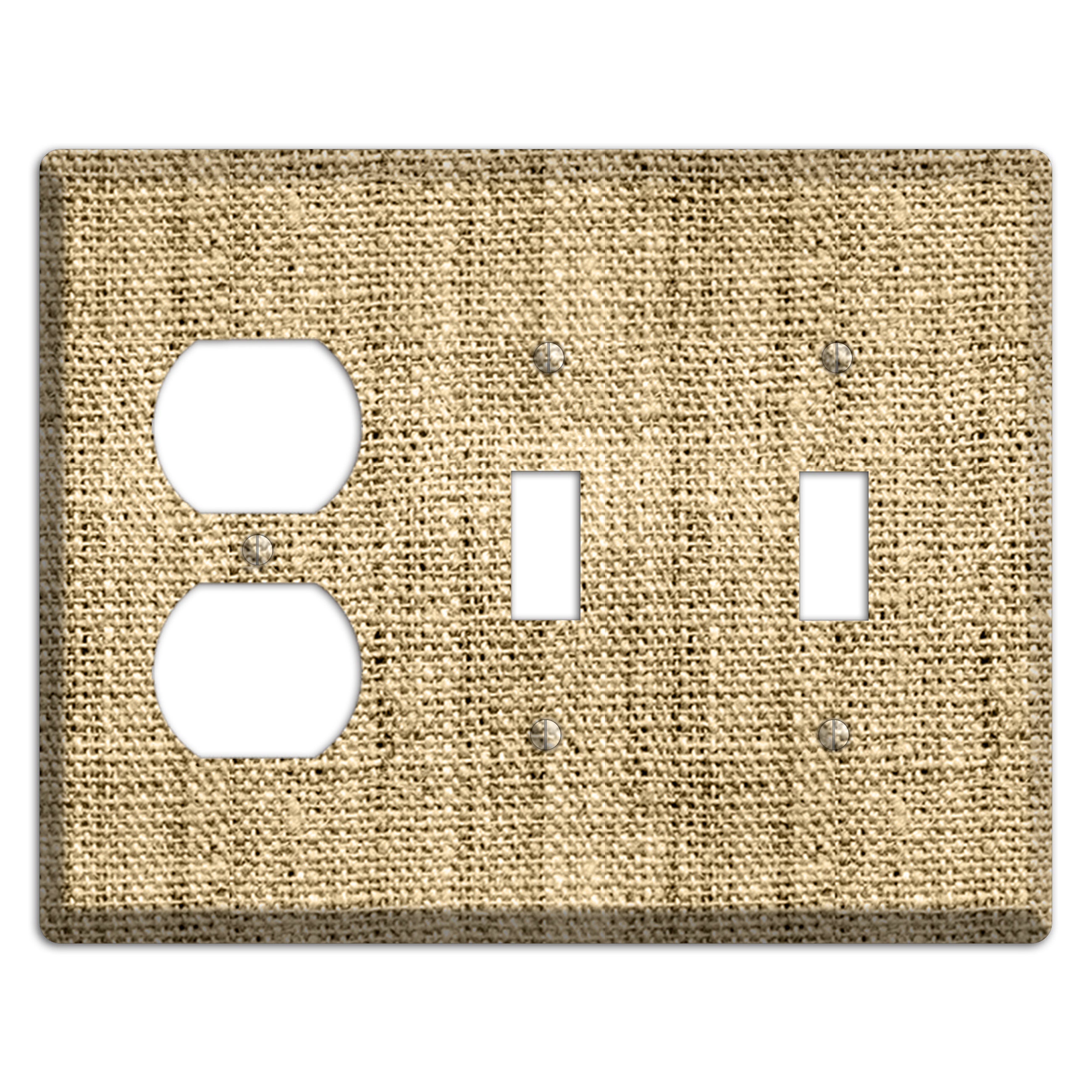 Indian Khaki Burlap Duplex / 2 Toggle Wallplate
