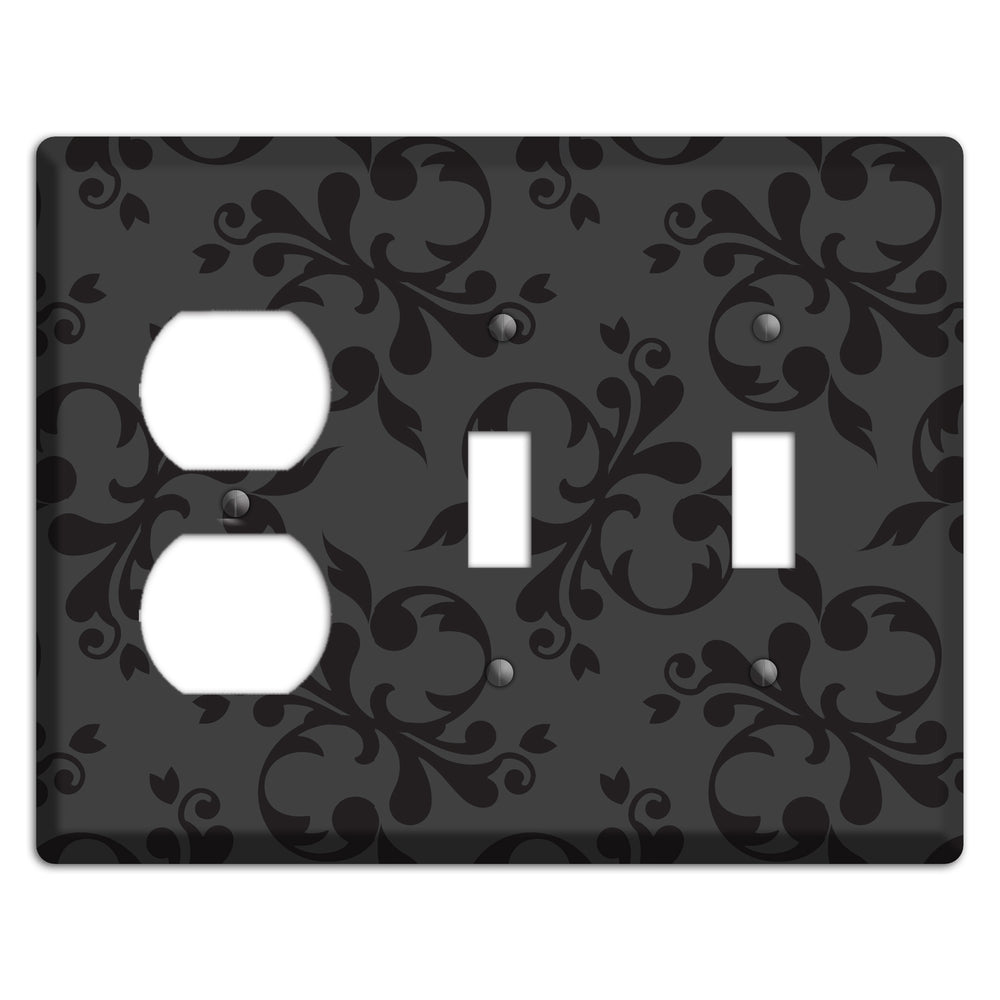 Grey Victorian Toile Duplex / 2 Toggle Wallplate