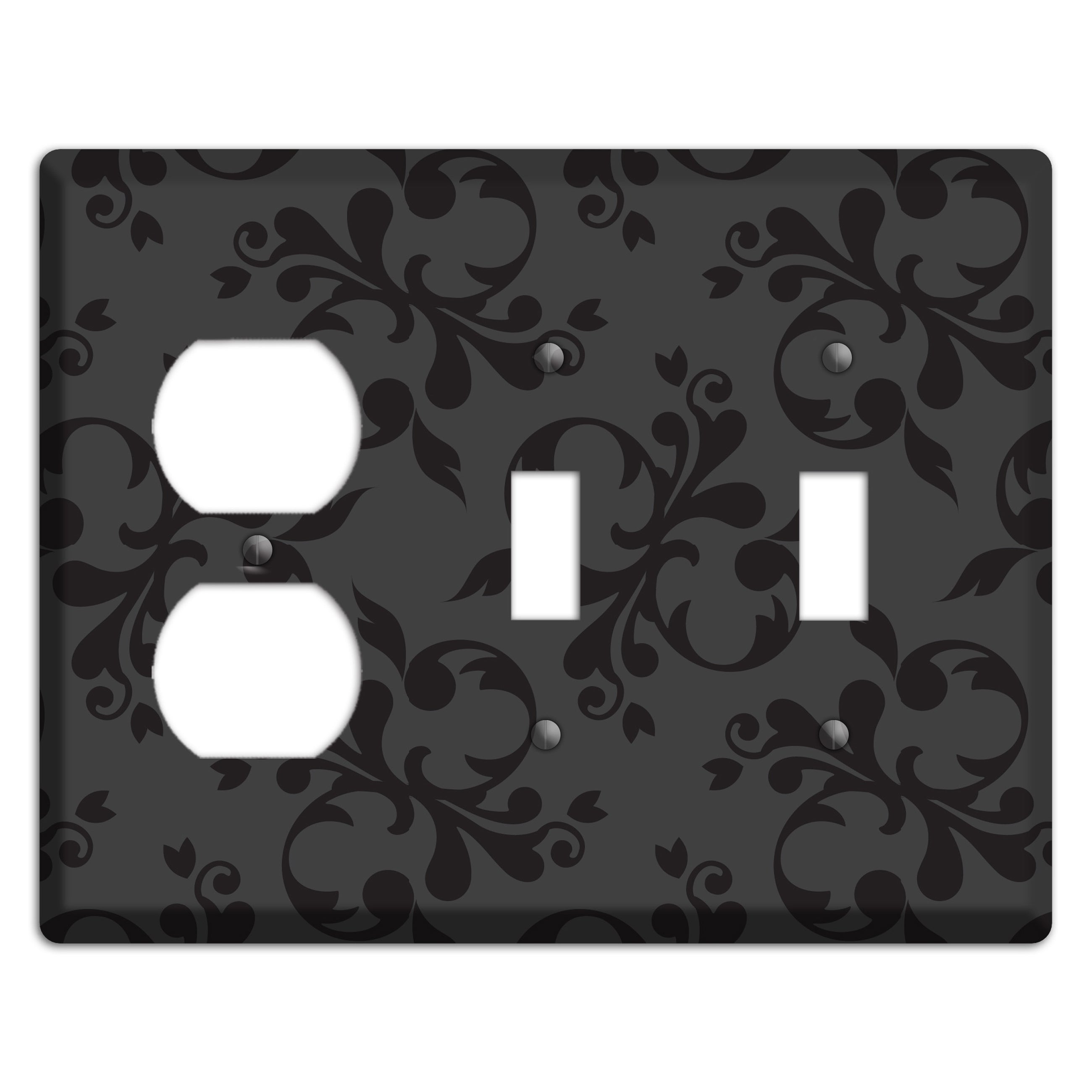 Grey Victorian Toile Duplex / 2 Toggle Wallplate