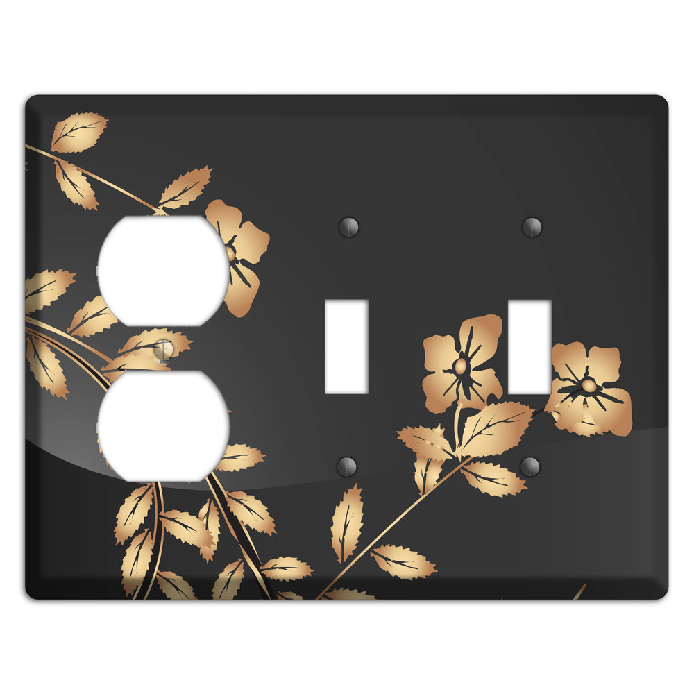 Black Sprig Duplex / 2 Toggle Wallplate