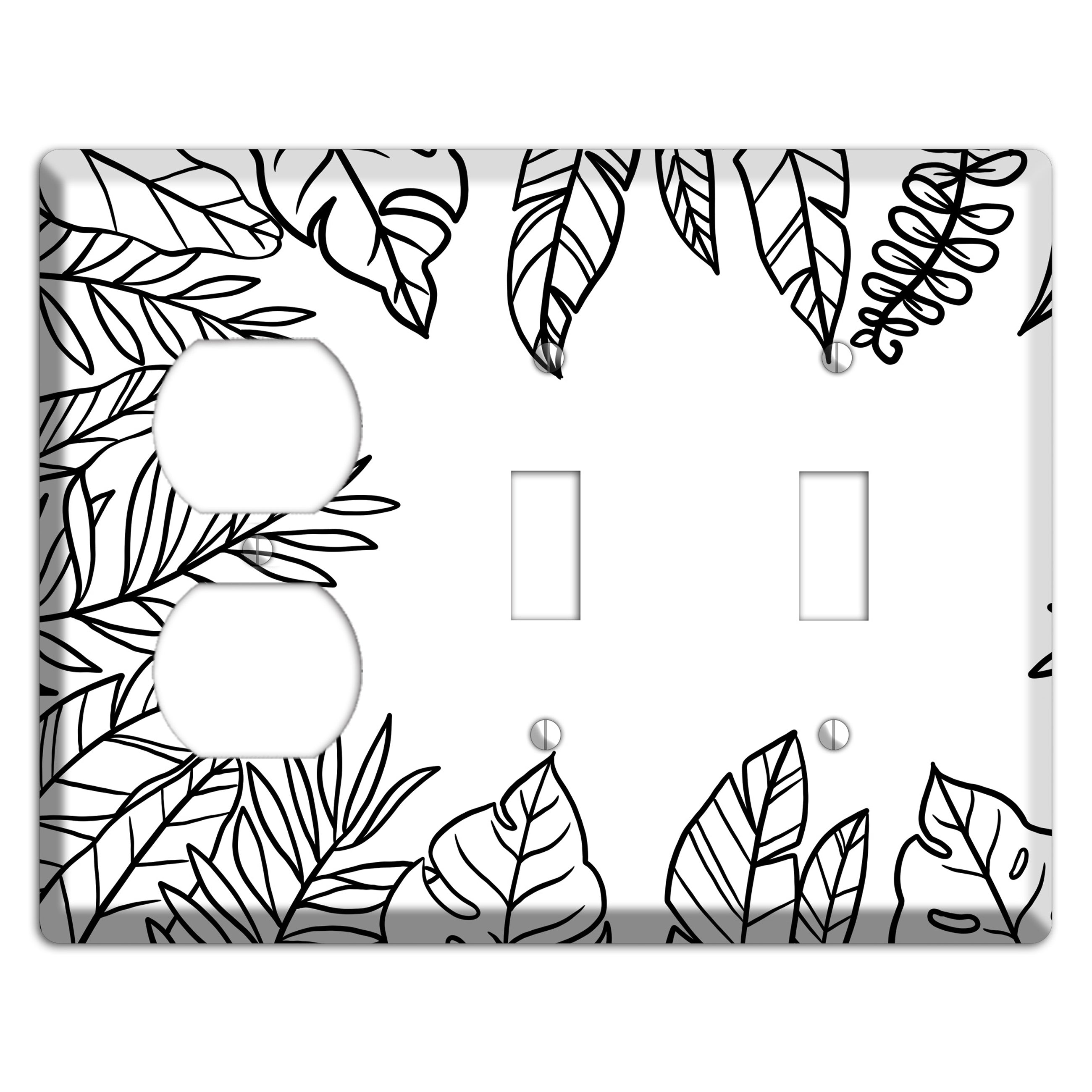 Hand-Drawn Leaves 5 Duplex / 2 Toggle Wallplate