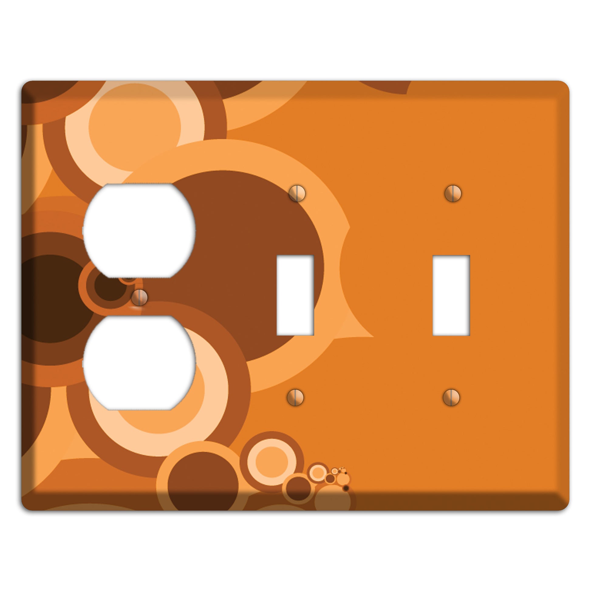 Burnt Orange Circles Duplex / 2 Toggle Wallplate