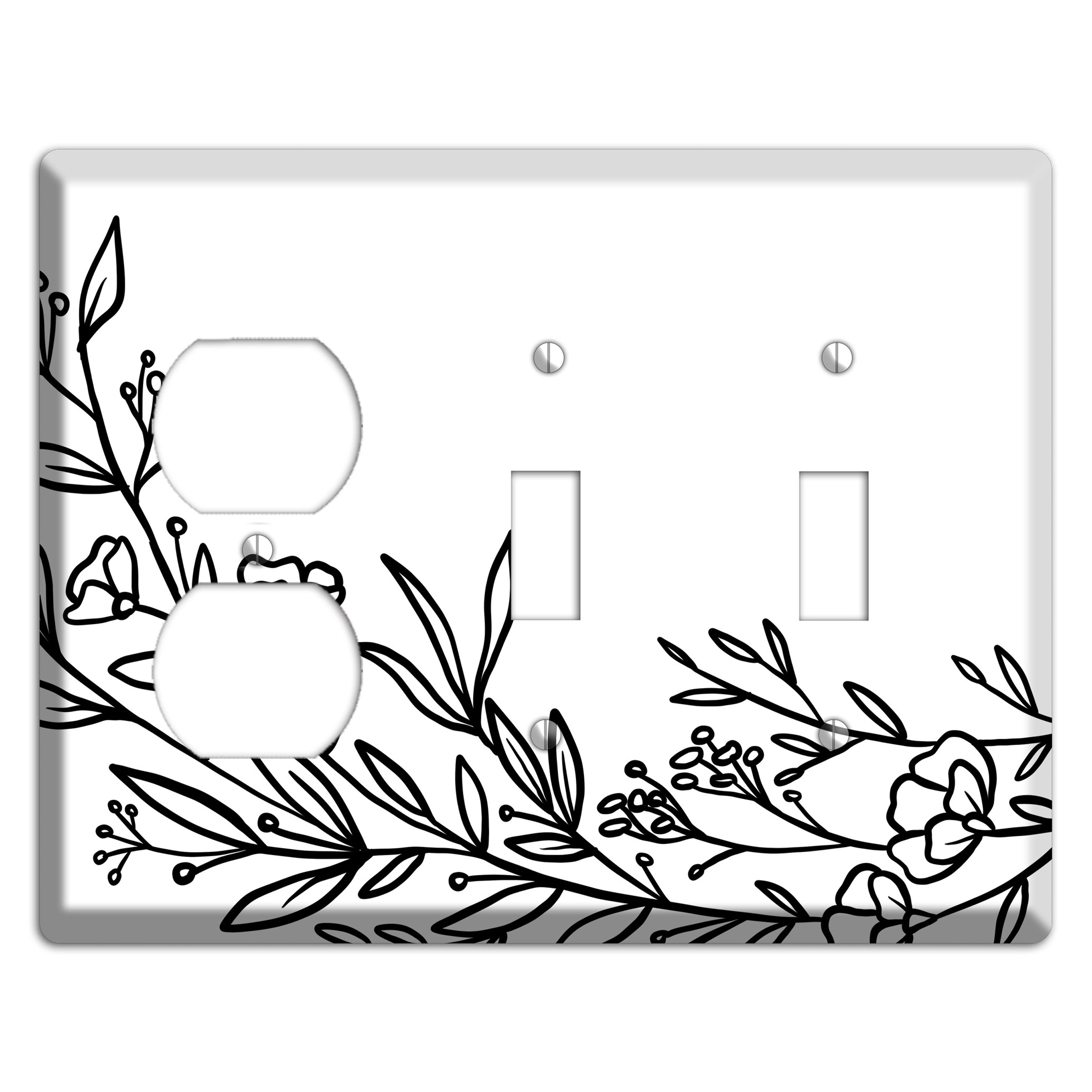 Hand-Drawn Floral 24 Duplex / 2 Toggle Wallplate