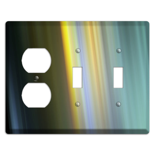 Black with Yellow Ray of Light Duplex / 2 Toggle Wallplate