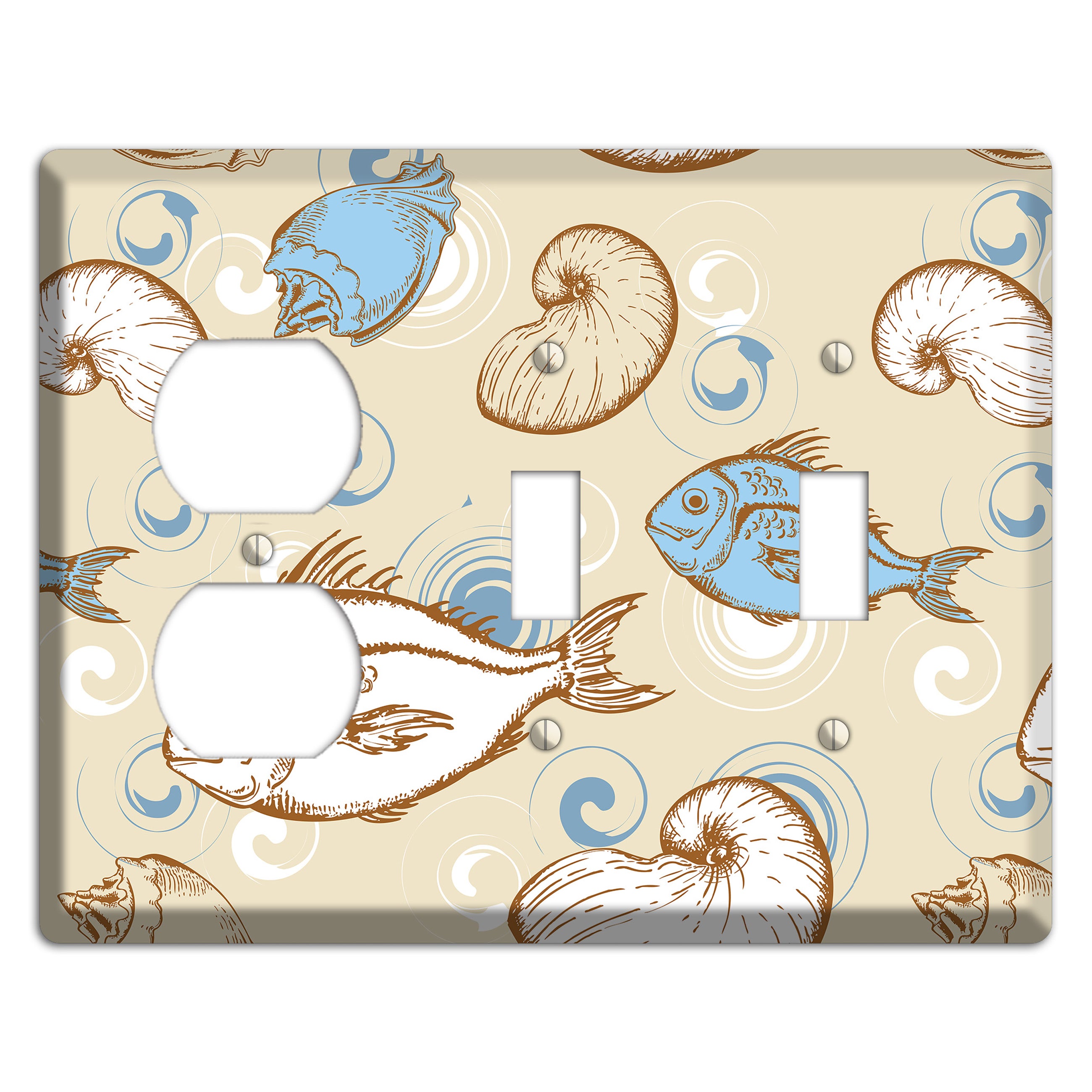 Mixed Sea Life Style 2 Duplex / 2 Toggle Wallplate