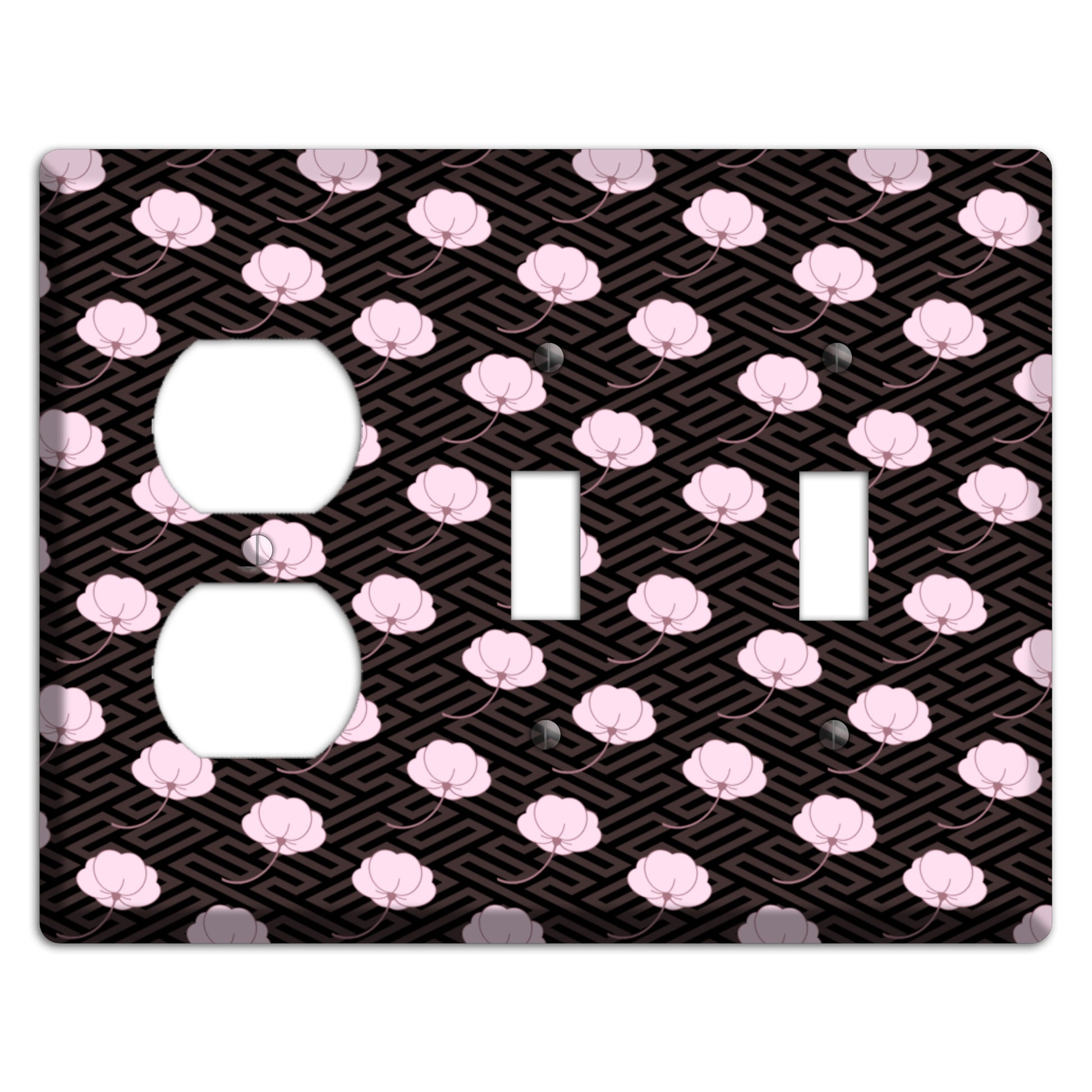 Small Asian Blossoms with Pattern Duplex / 2 Toggle Wallplate