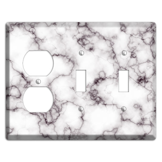 Black Stained Marble Duplex / 2 Toggle Wallplate
