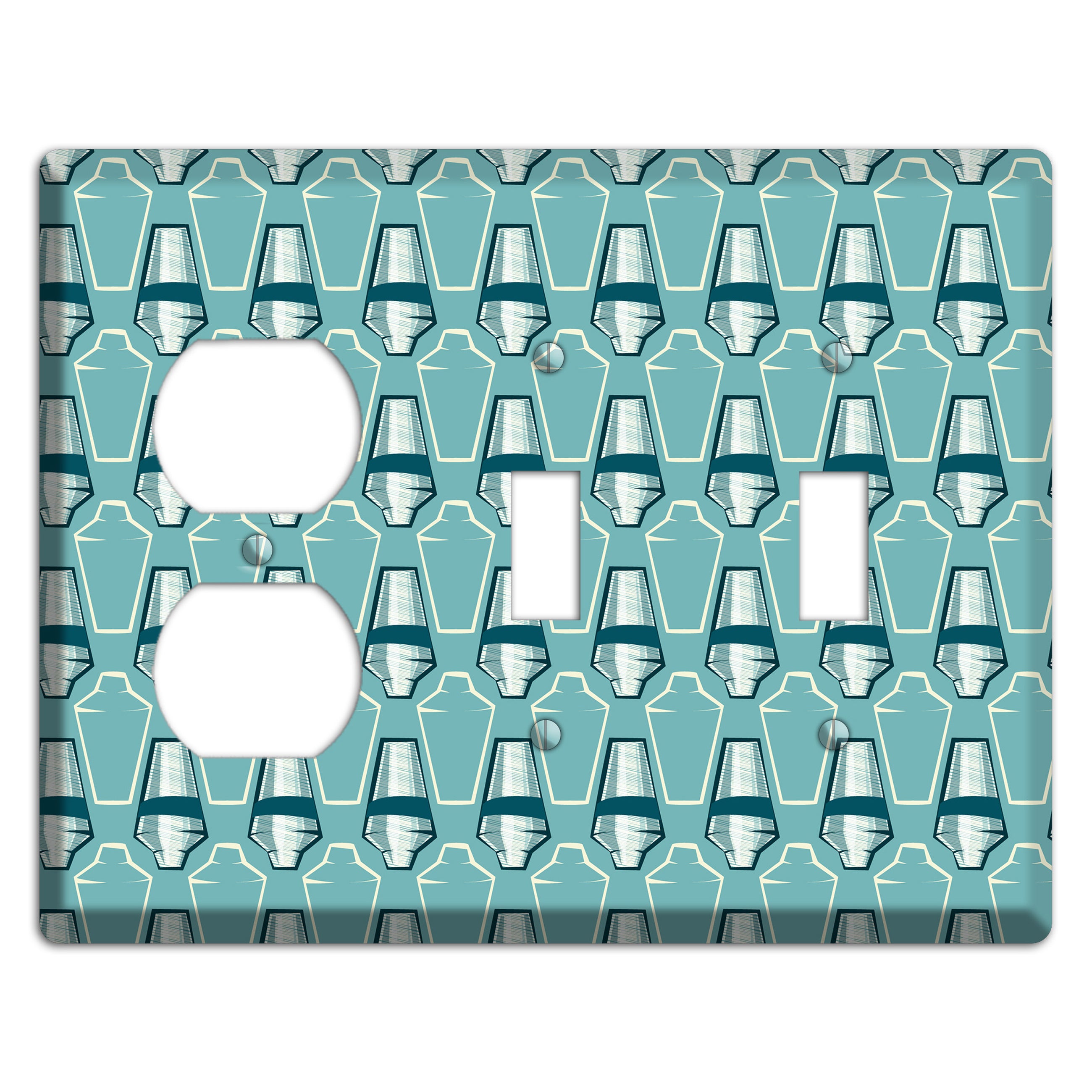 Cocktail Shakers Duplex / 2 Toggle Wallplate