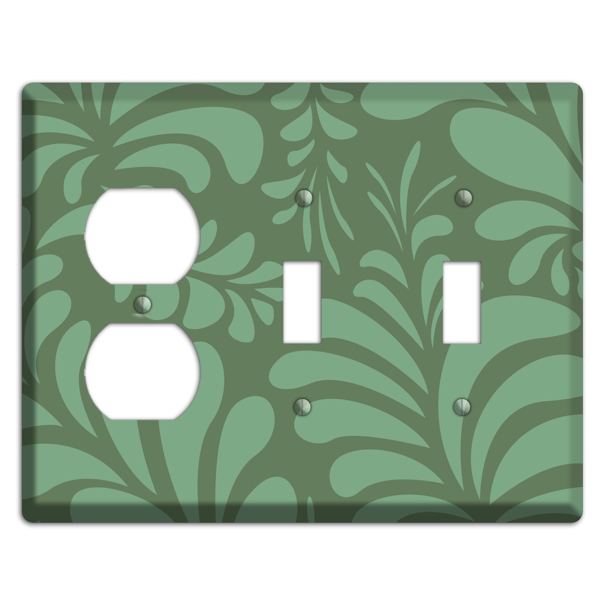Green Herati Duplex / 2 Toggle Wallplate