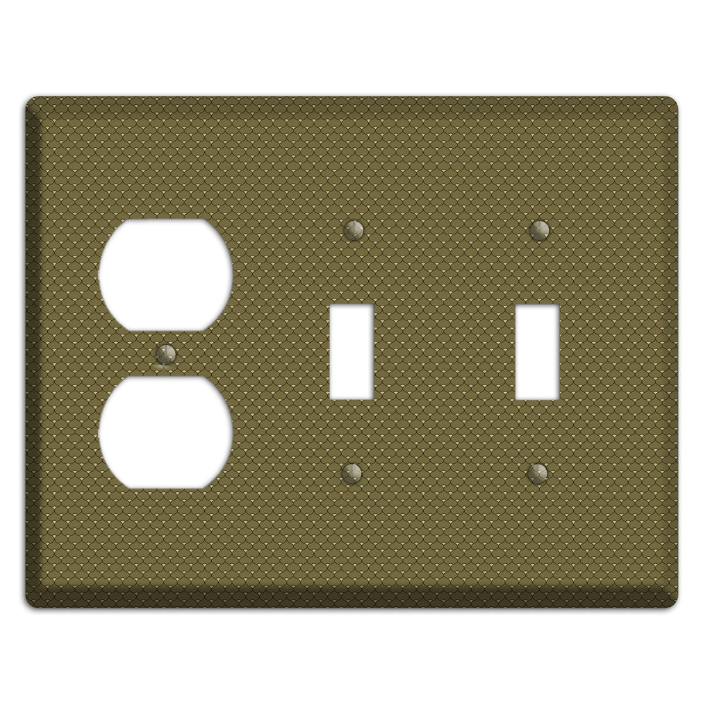 Brown Tiny Deco Scallop Duplex / 2 Toggle Wallplate