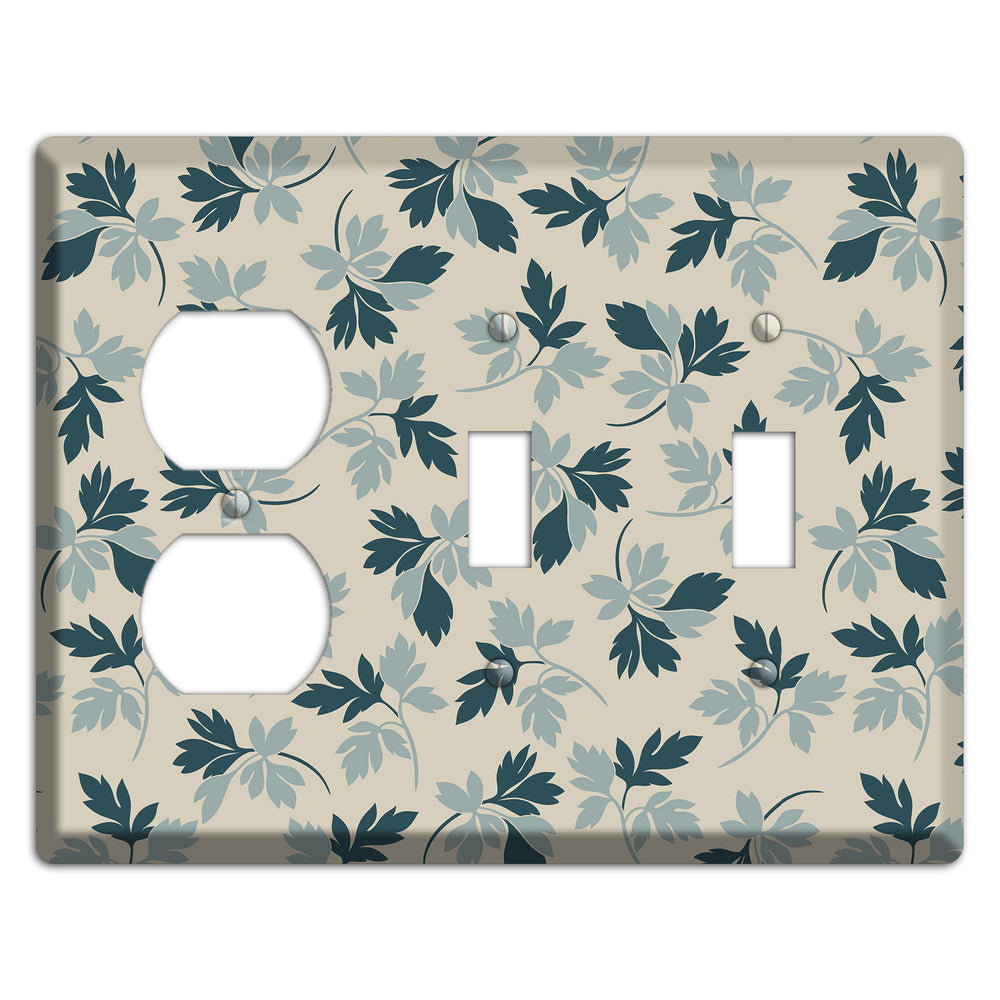 Blue Leaves Duplex / 2 Toggle Wallplate