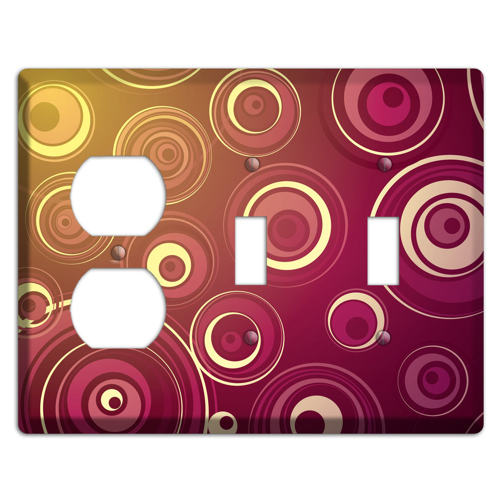 Maroon and Yellow Circles Duplex / 2 Toggle Wallplate