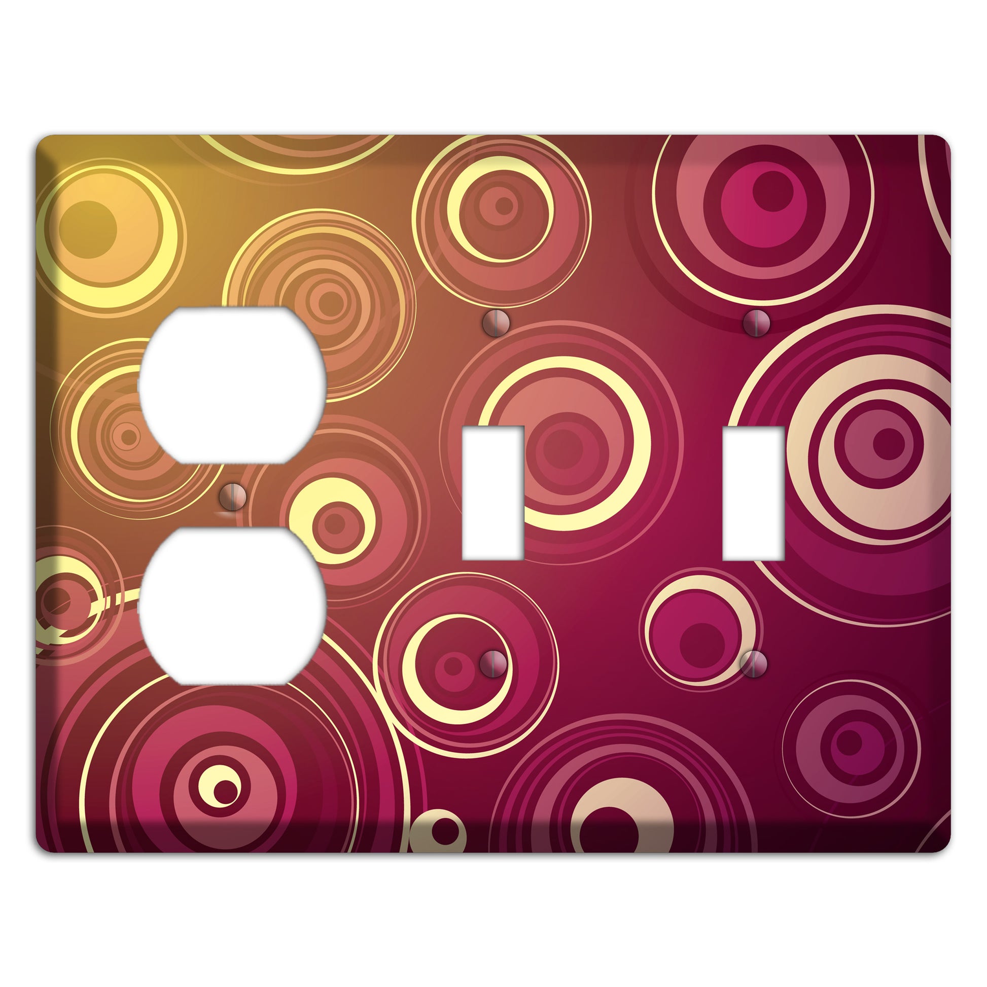 Maroon and Yellow Circles Duplex / 2 Toggle Wallplate