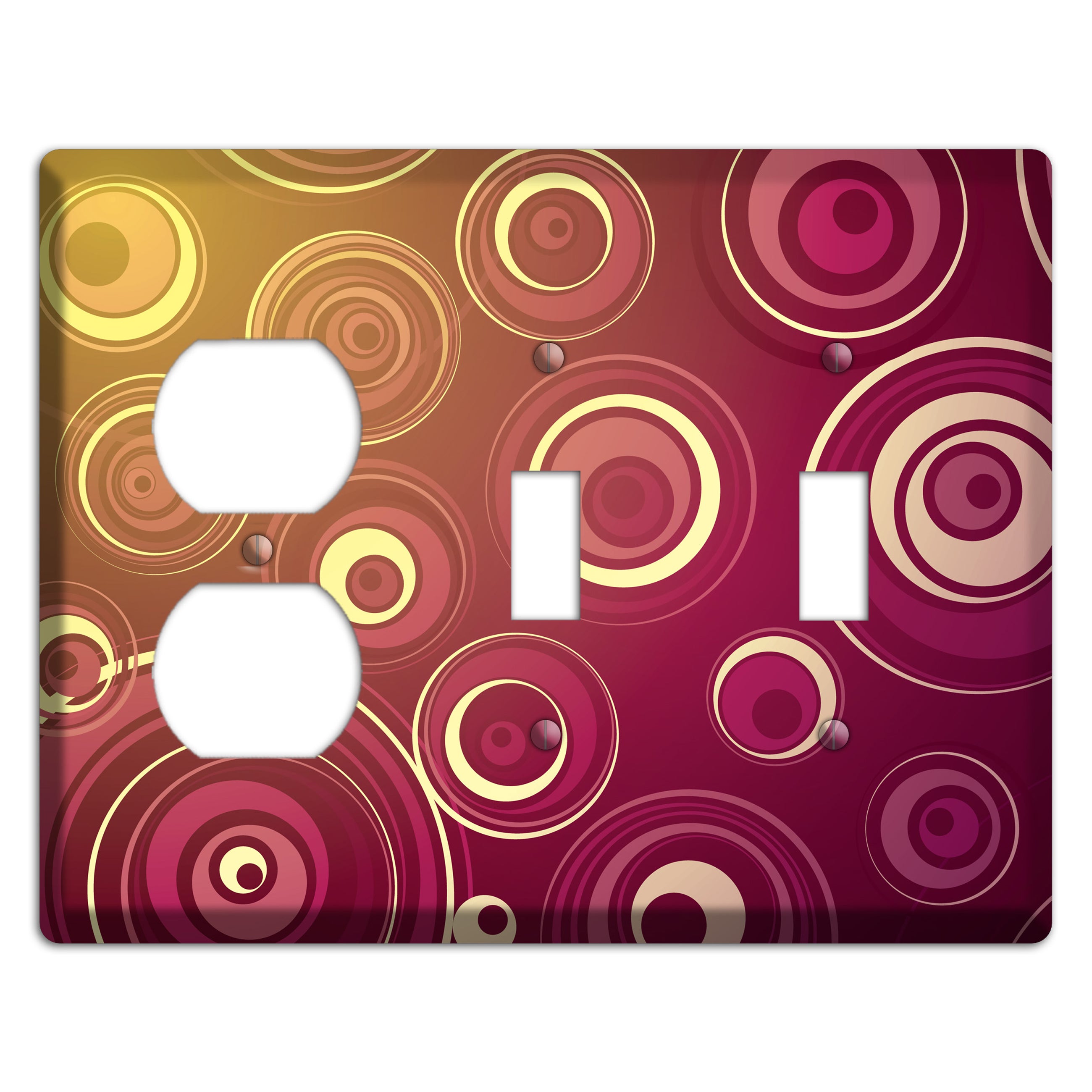 Maroon and Yellow Circles Duplex / 2 Toggle Wallplate