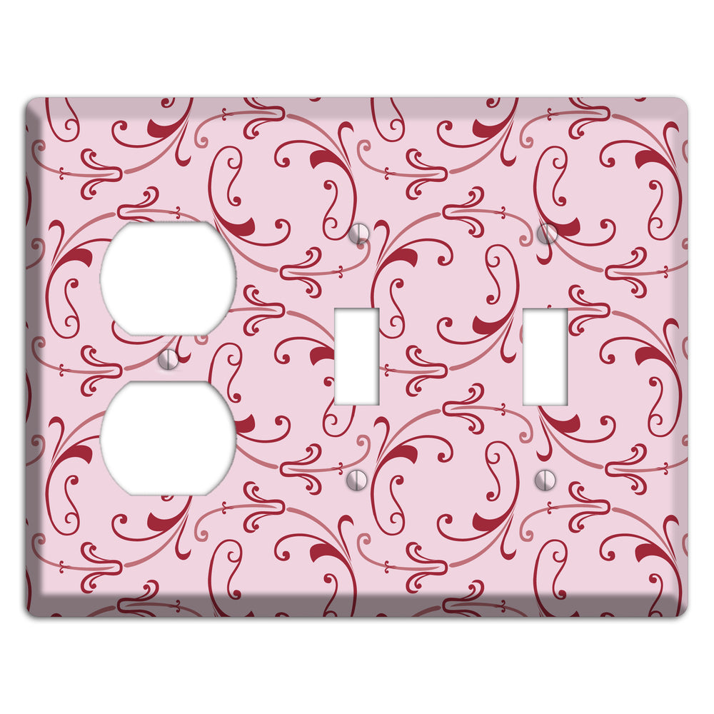 Pink Victorian Sprig Duplex / 2 Toggle Wallplate