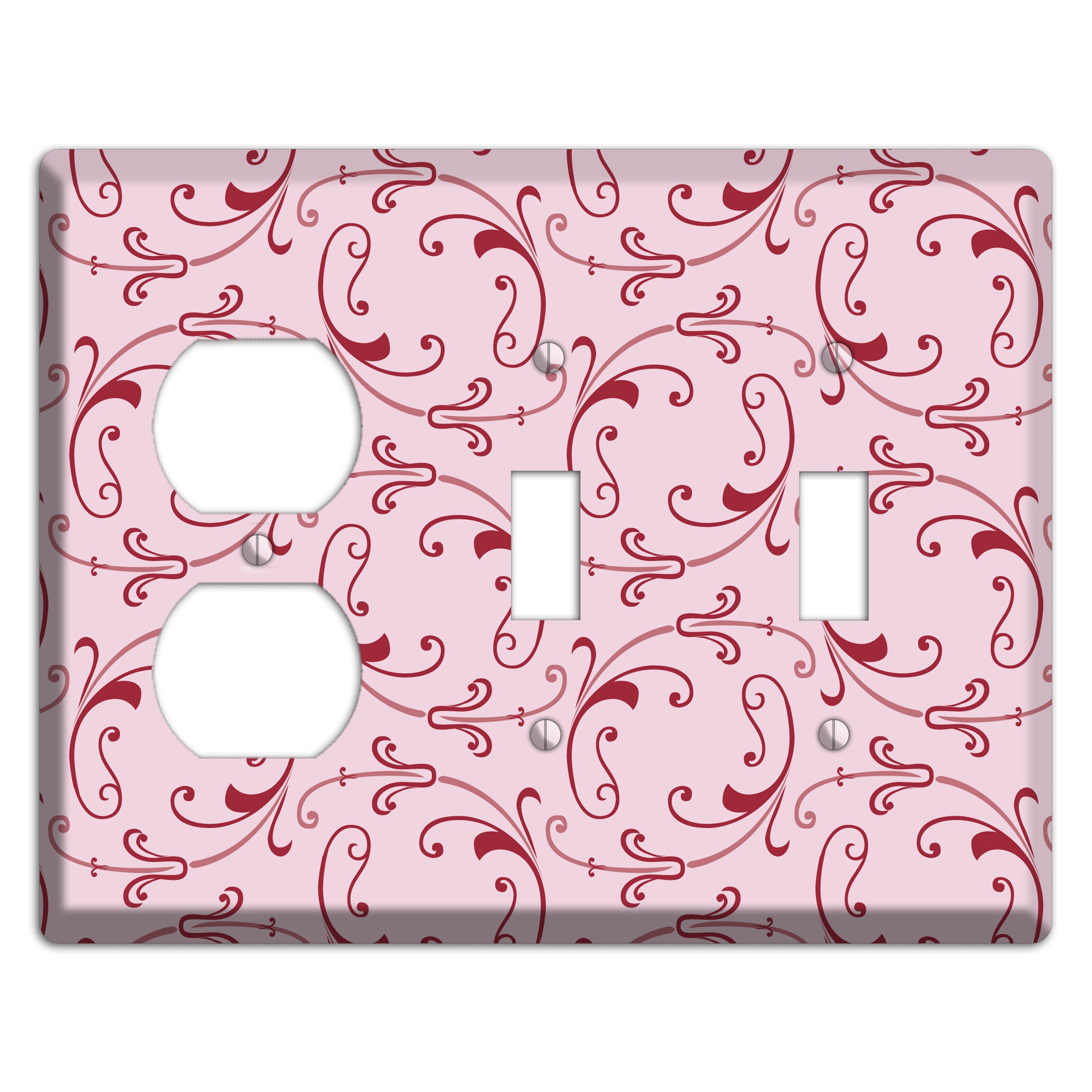 Pink Victorian Sprig Duplex / 2 Toggle Wallplate