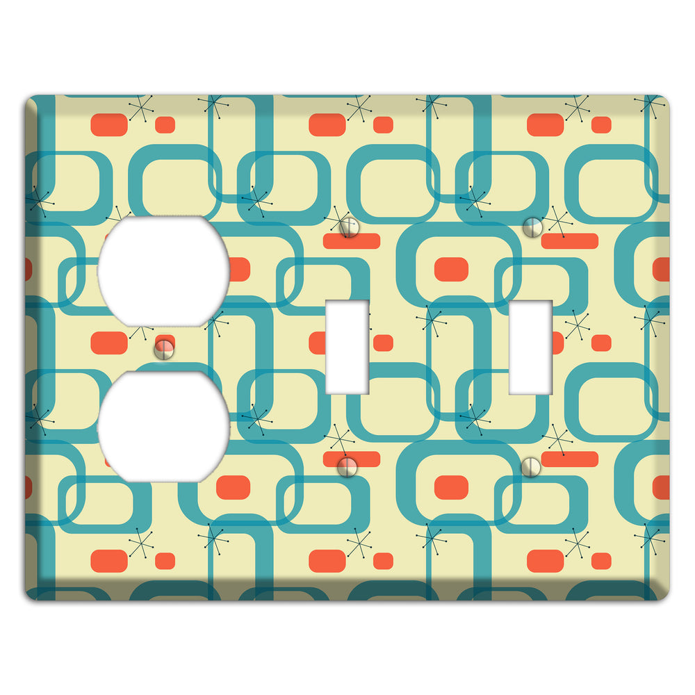 Blue and Yellow Oval Duplex / 2 Toggle Wallplate