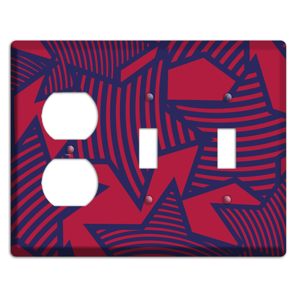 Red with Large Blue Stars Duplex / 2 Toggle Wallplate