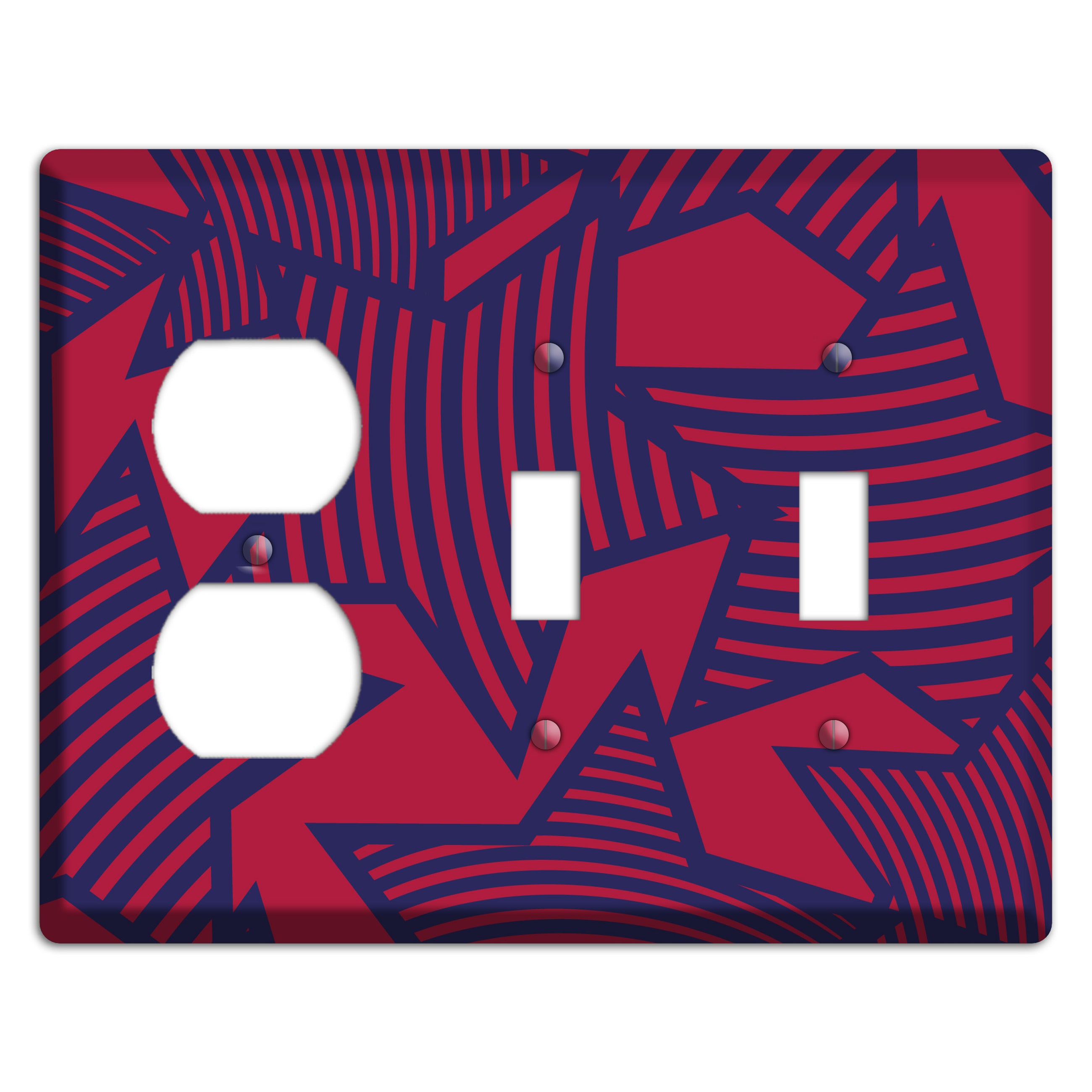 Red with Large Blue Stars Duplex / 2 Toggle Wallplate