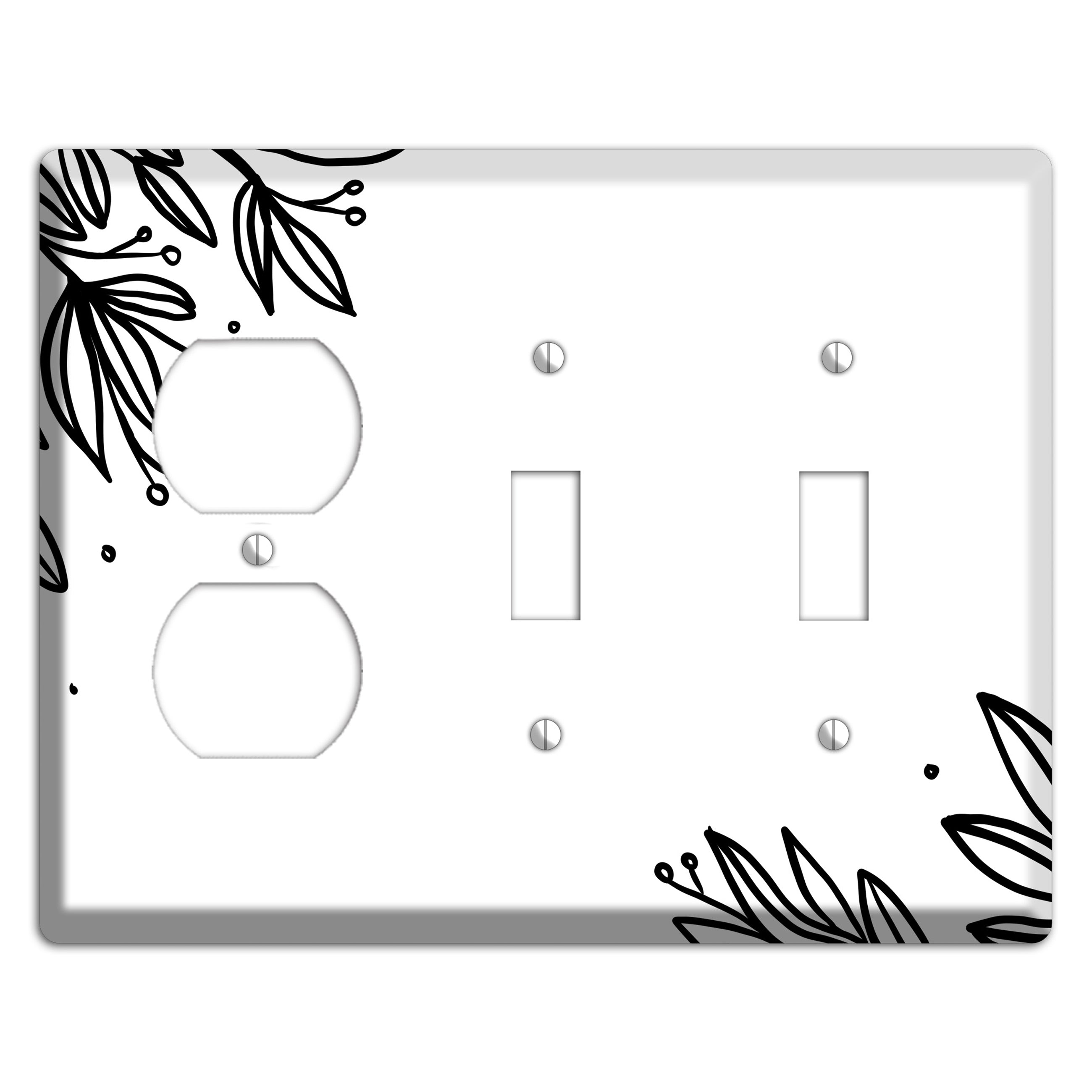 Hand-Drawn Floral 9 Duplex / 2 Toggle Wallplate