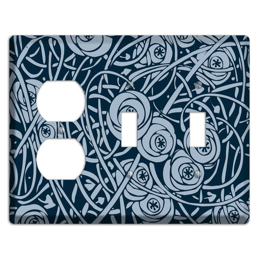 Navy Abstract Floral Duplex / 2 Toggle Wallplate