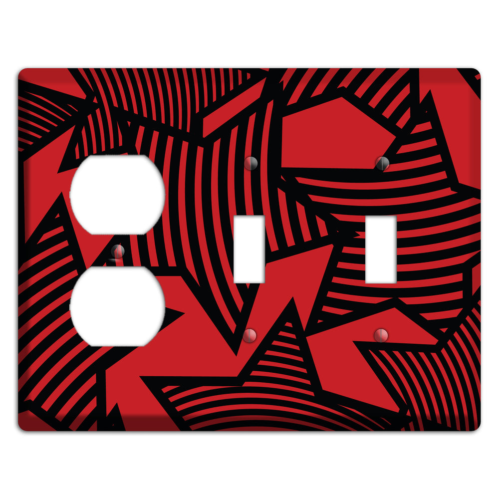 Red with Large Black Stars Duplex / 2 Toggle Wallplate