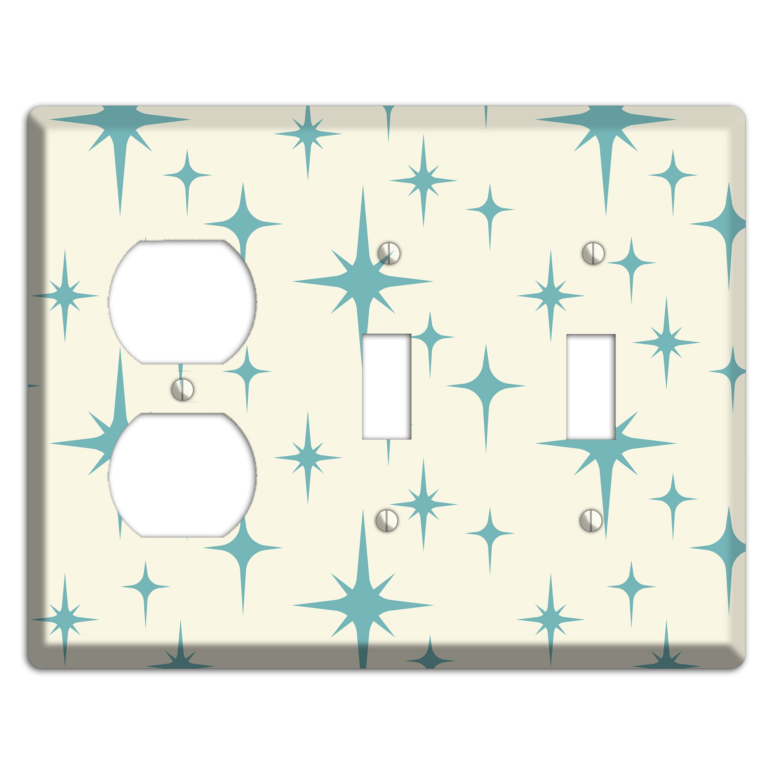 Yellow Atomic Star Duplex / 2 Toggle Wallplate