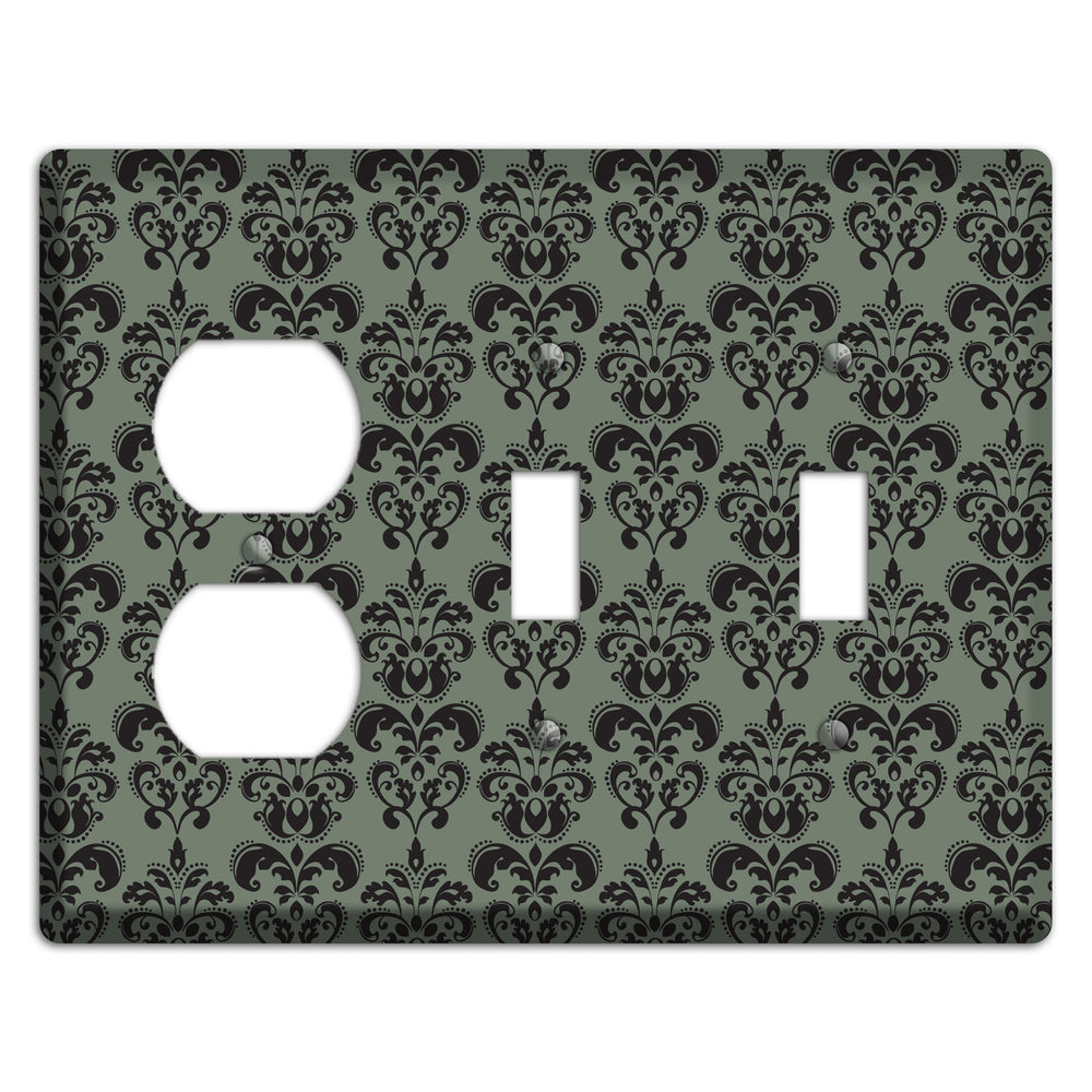 Moss Cartouche Half Drop Duplex / 2 Toggle Wallplate