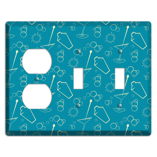 Teal Cocktail Hour Duplex / 2 Toggle Wallplate