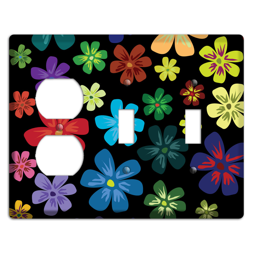Green Flowers Duplex / 2 Toggle Wallplate