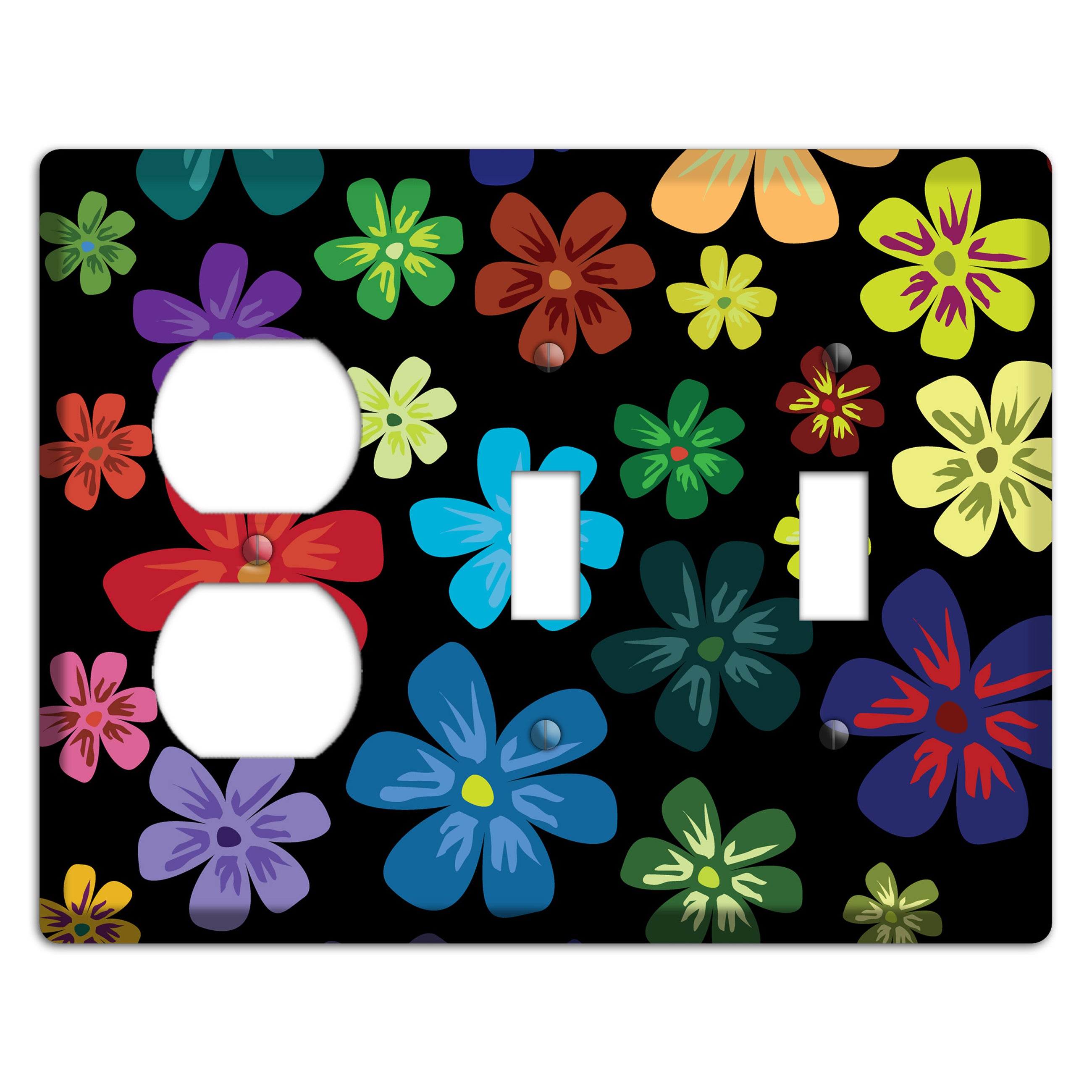 Green Flowers Duplex / 2 Toggle Wallplate