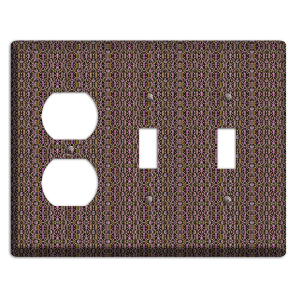 Brown Tapestry Duplex / 2 Toggle Wallplate