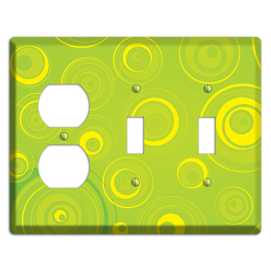 Green-yellow Circles Duplex / 2 Toggle Wallplate