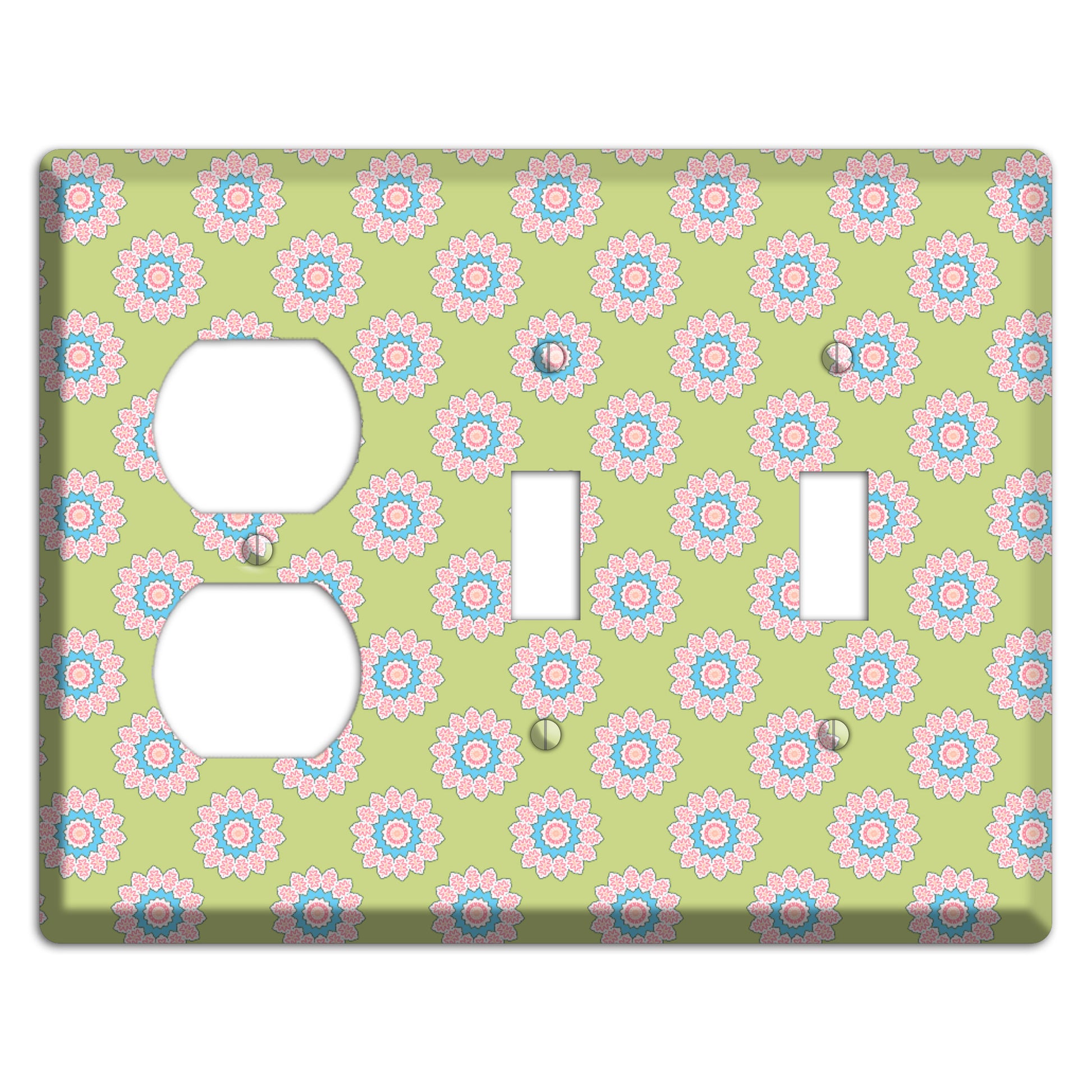 Lime with Suzani Dots Duplex / 2 Toggle Wallplate