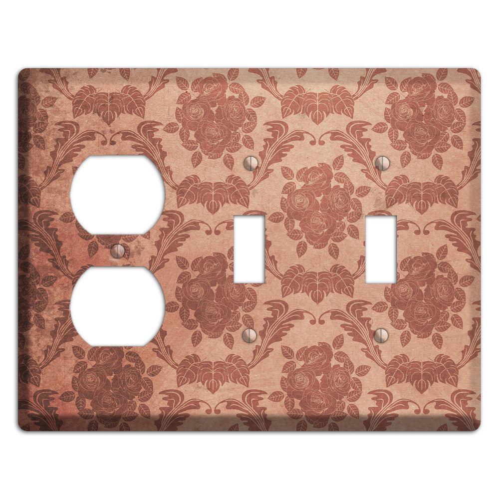 Old Rose Vintage Rose Damask Duplex / 2 Toggle Wallplate