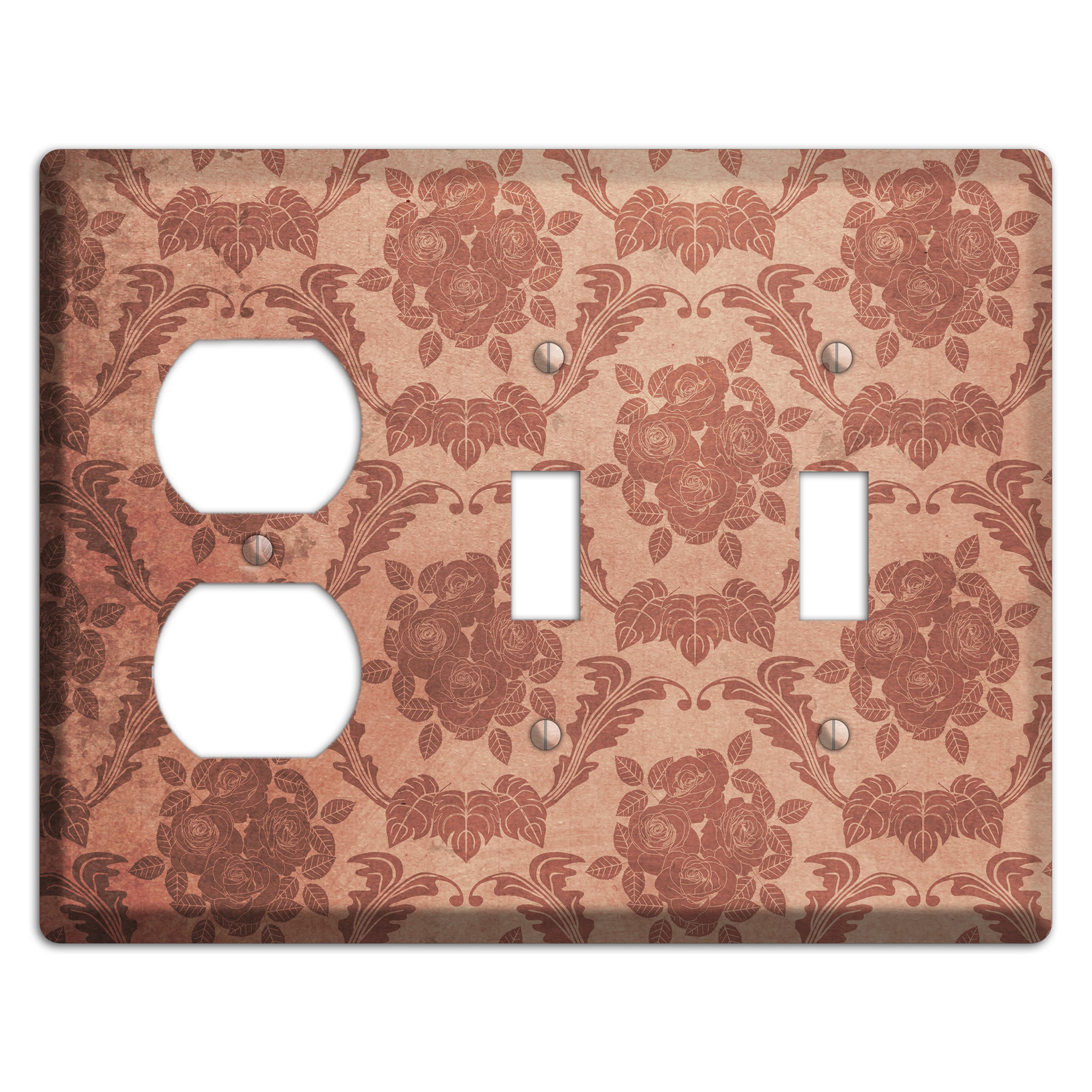 Old Rose Vintage Rose Damask Duplex / 2 Toggle Wallplate