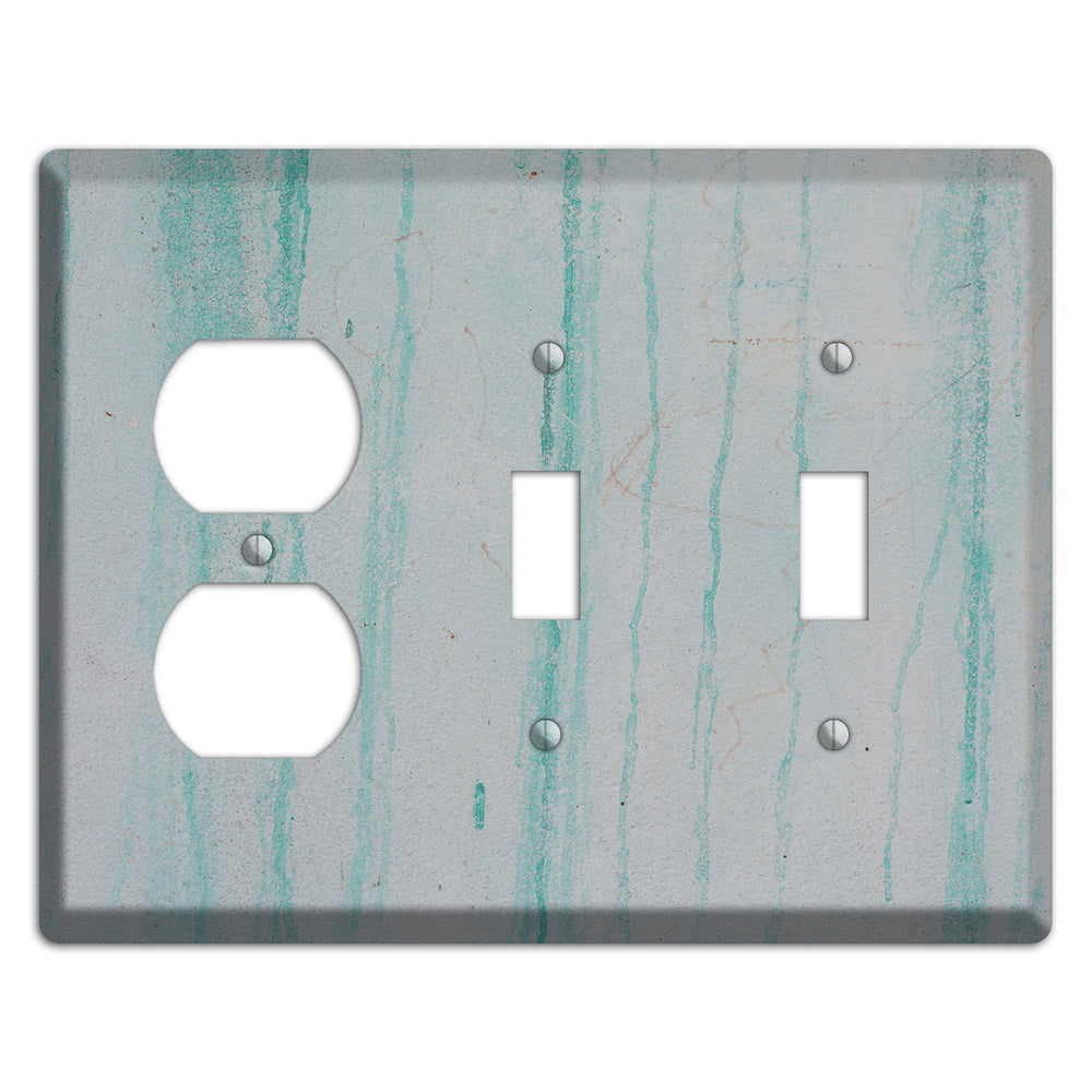 Green Stripes Concrete Duplex / 2 Toggle Wallplate