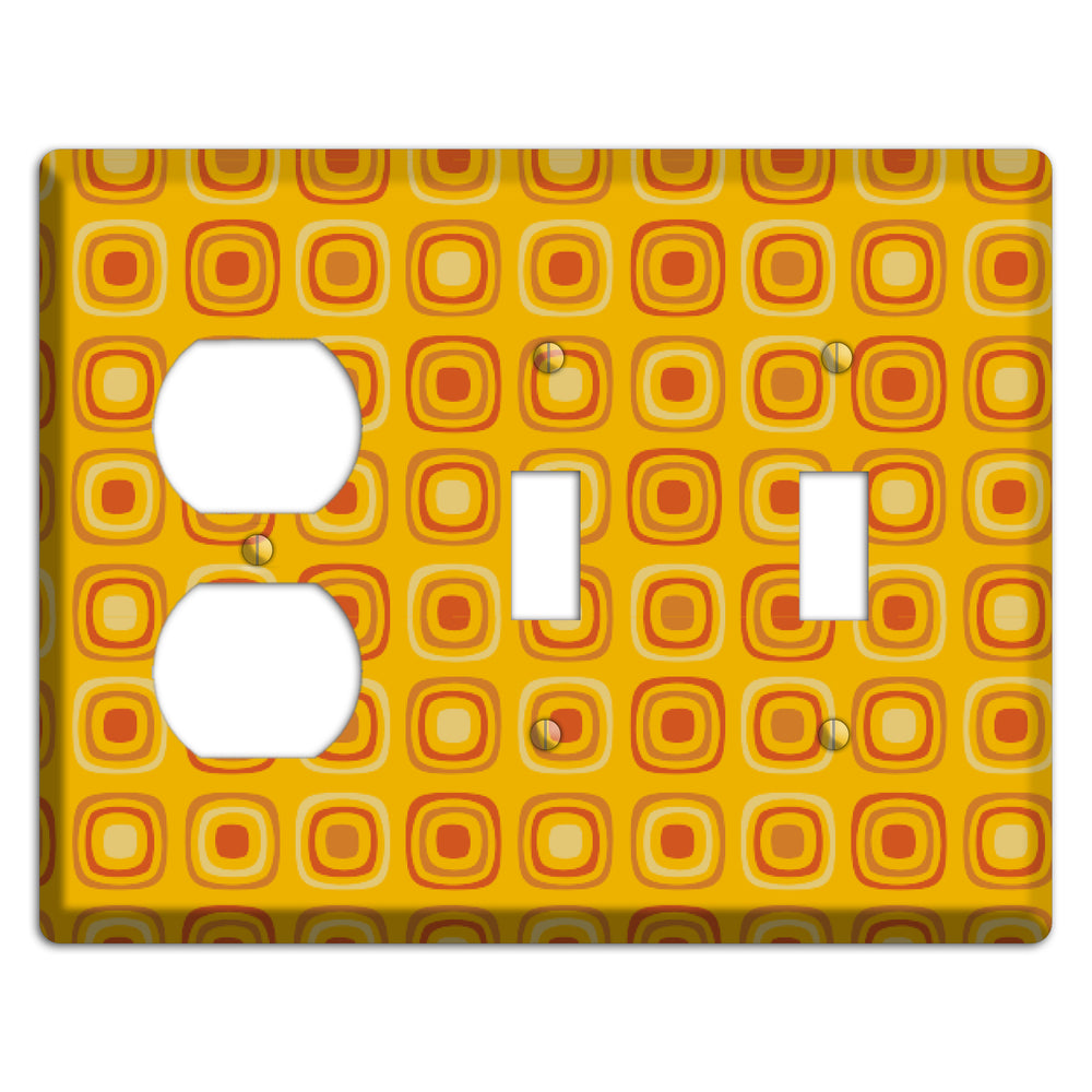 Multi Orange Red Retro Squares Duplex / 2 Toggle Wallplate