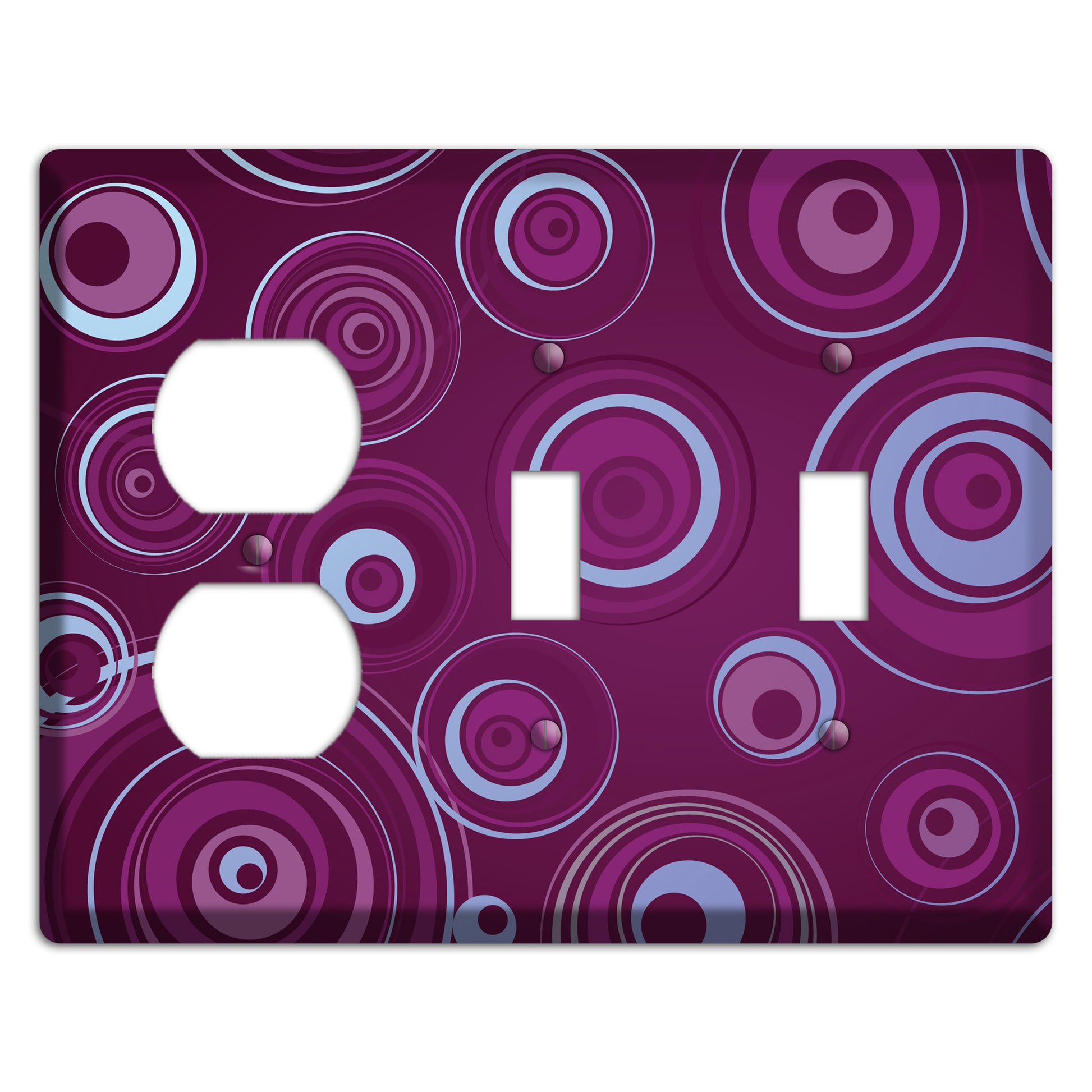 Purple Circles 3 Duplex / 2 Toggle Wallplate