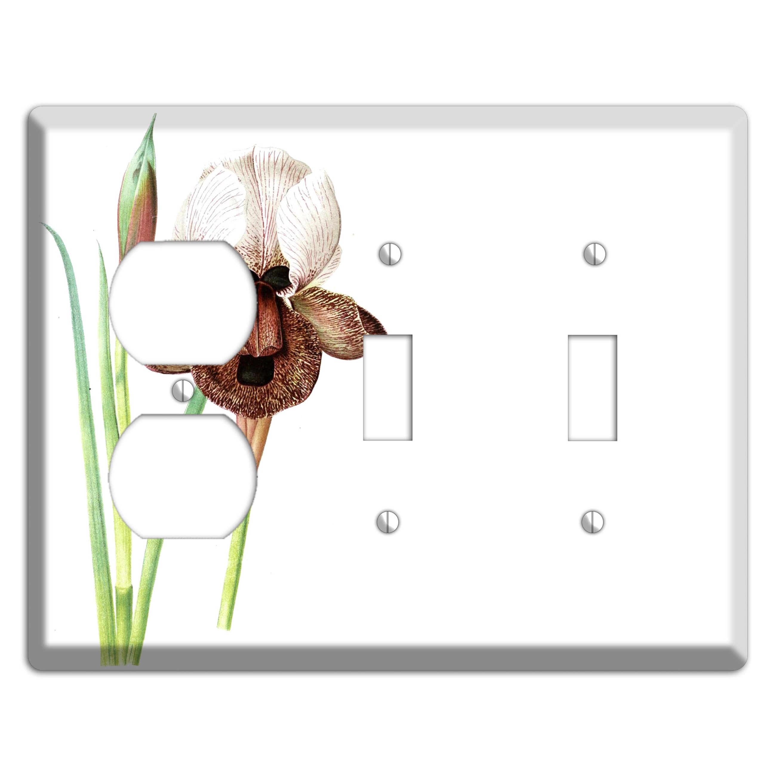 White iris Duplex / 2 Toggle Wallplate