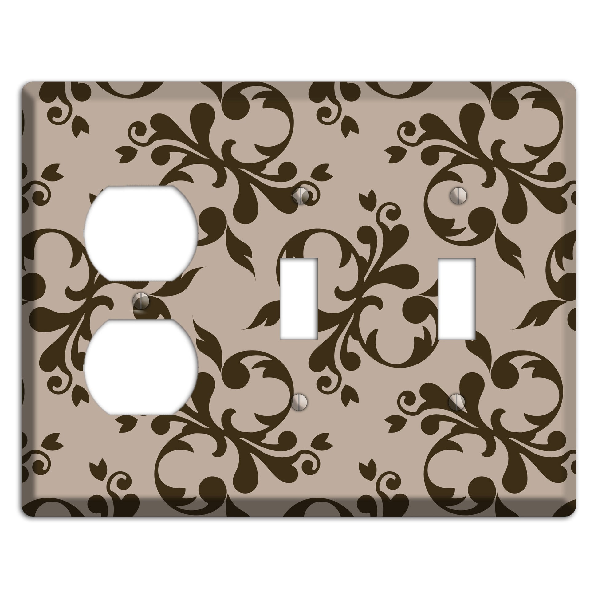 Beige Victorian Toile Duplex / 2 Toggle Wallplate