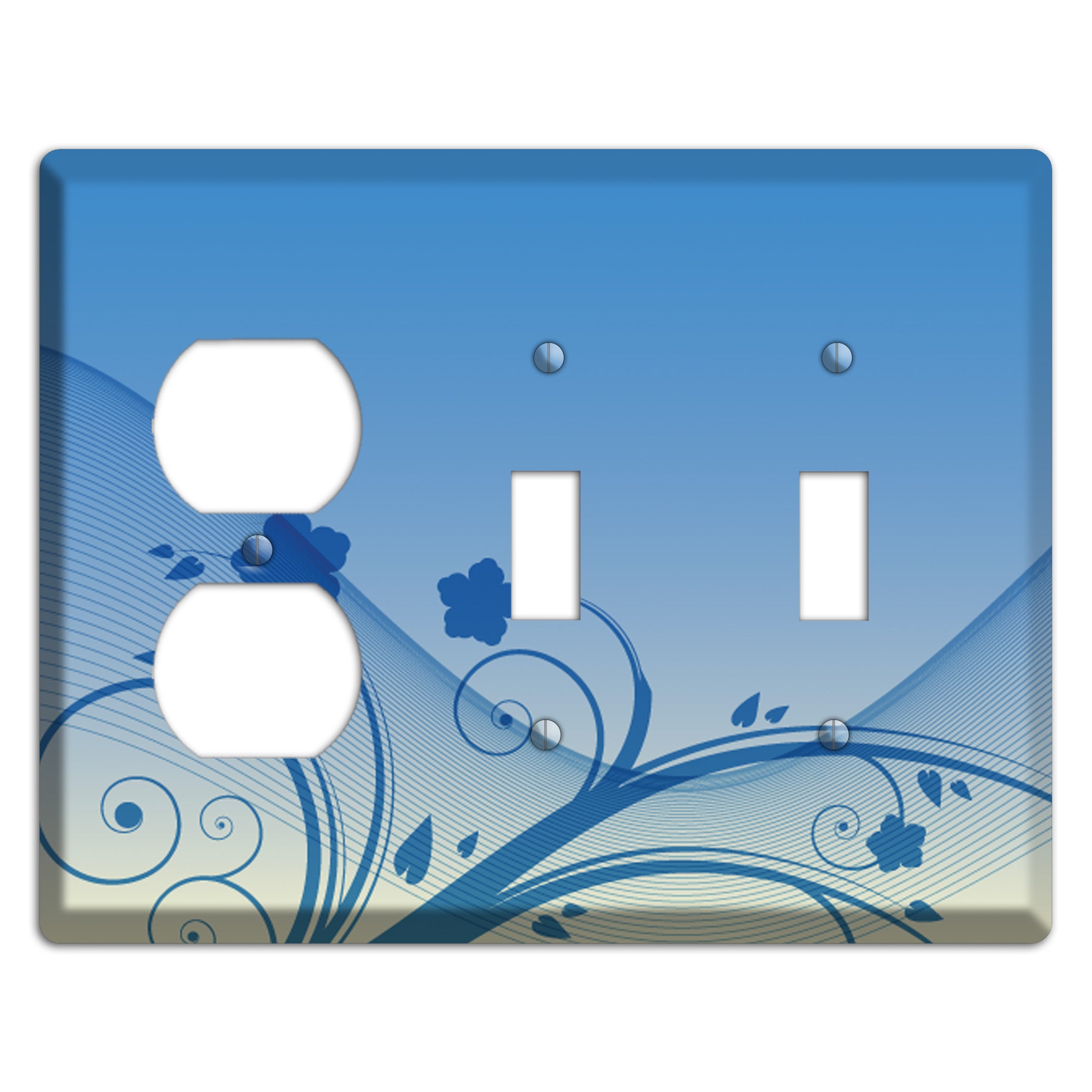 Blue Swirls Duplex / 2 Toggle Wallplate
