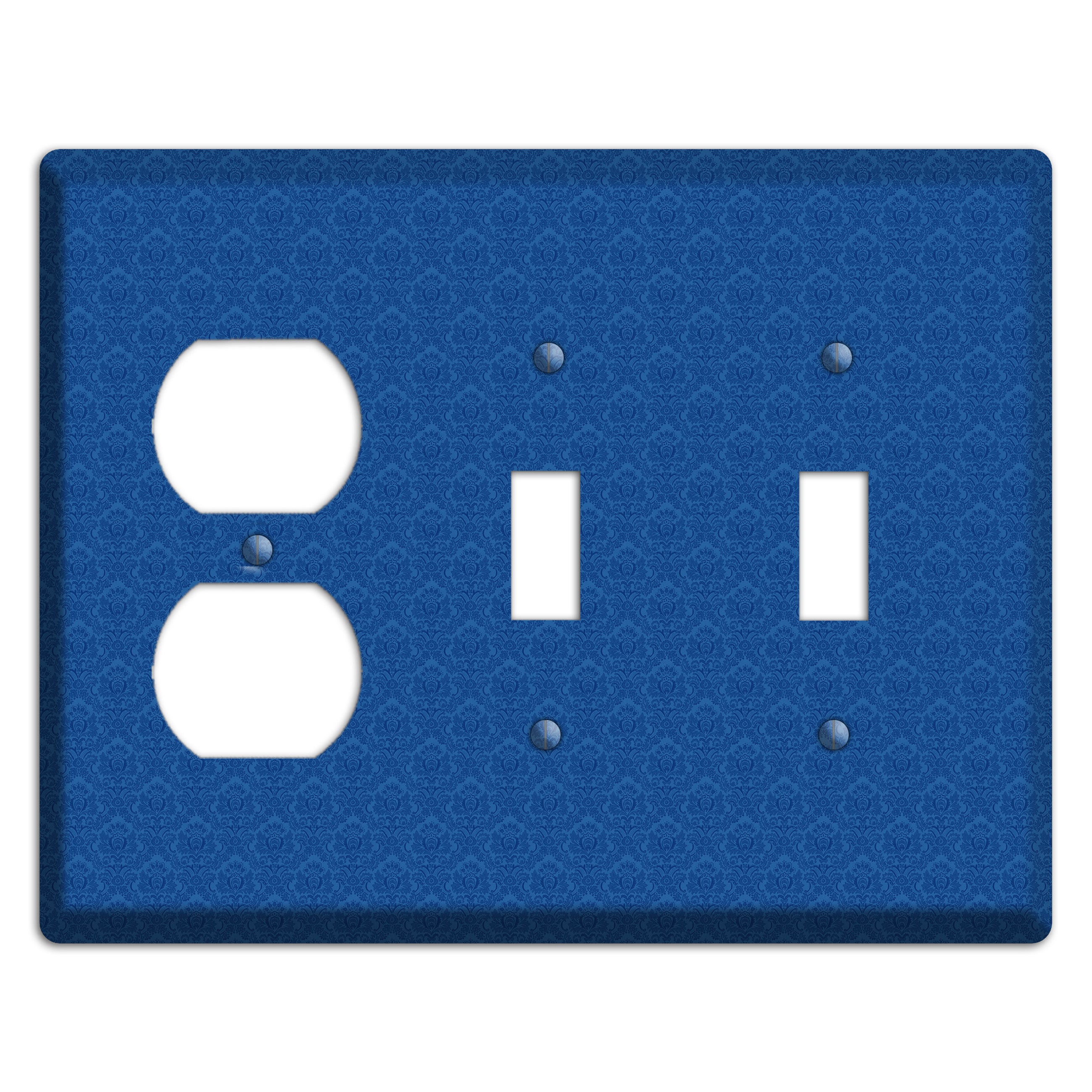 Blue Cartouche Duplex / 2 Toggle Wallplate